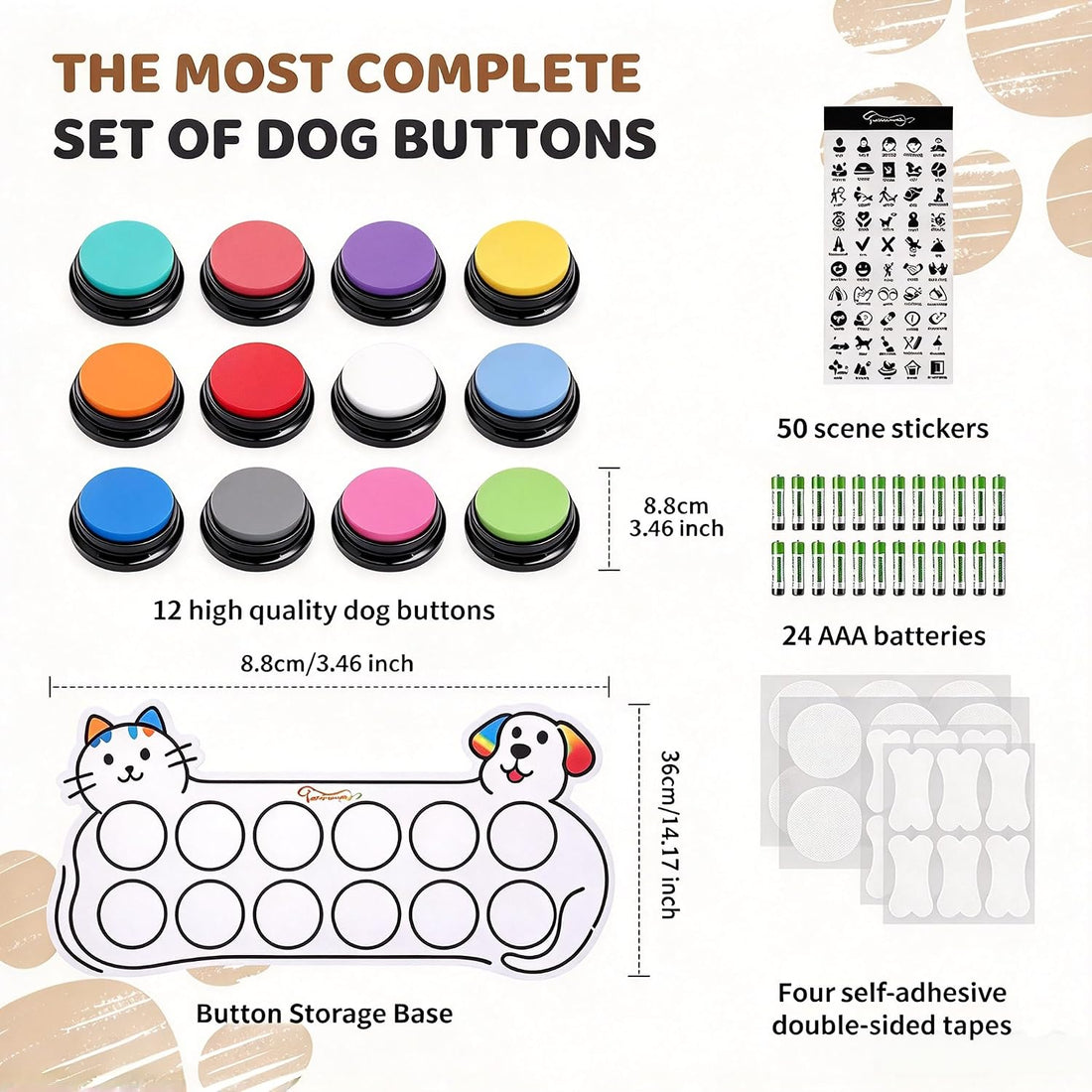 Dog Buttons for Communication Set of 12 HD Dog Talking Buttons 50