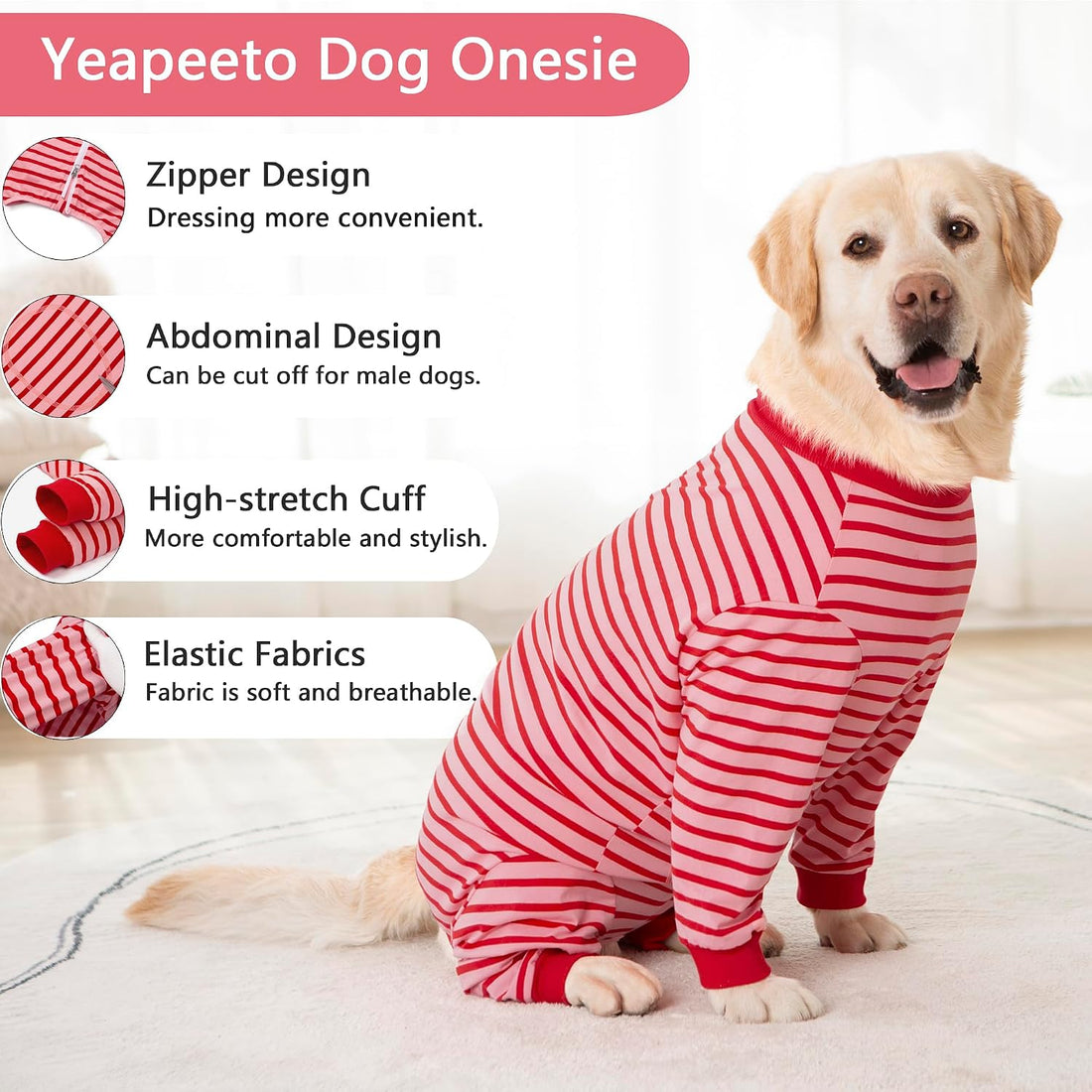 Yeapeeto Dog Onesie Surgery Recovery Suit for Large Medium Bodysuit