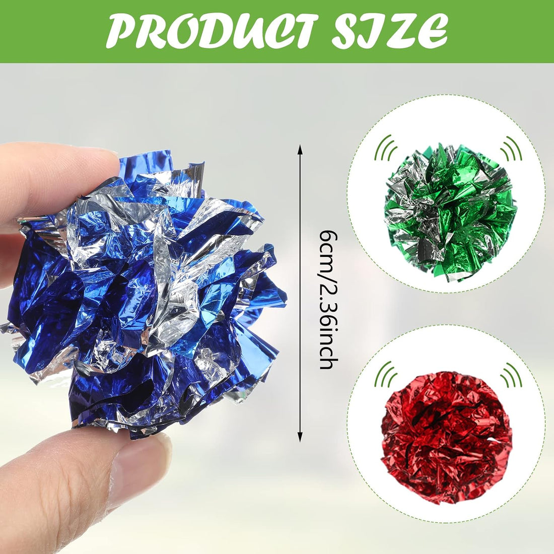 Silkfly 30 Pcs Polyester Film Crinkle Balls Cat Toys 2.36"