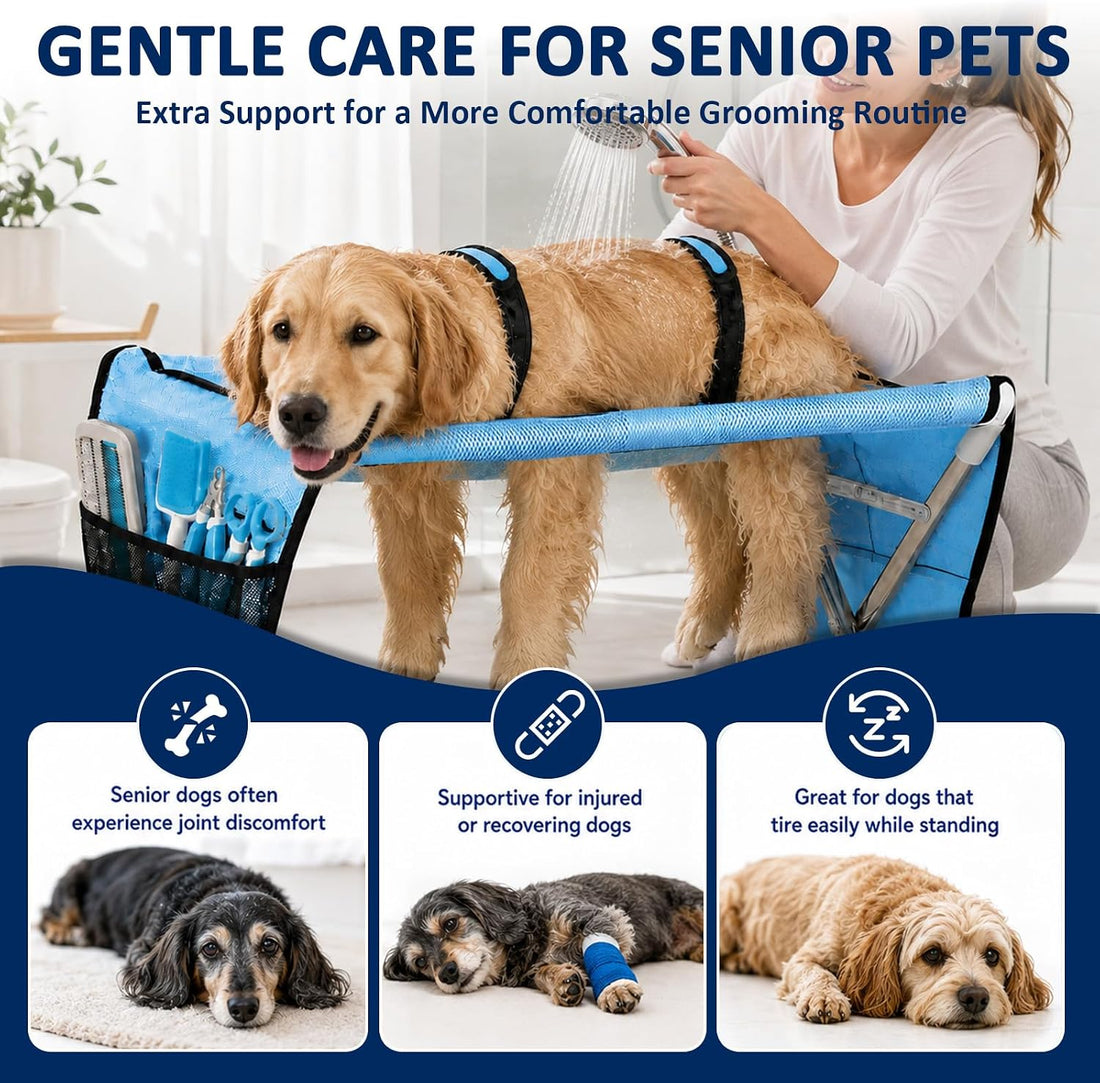 Dog Grooming Hammock for Small Pets with Stand, Dog Shower Hammock