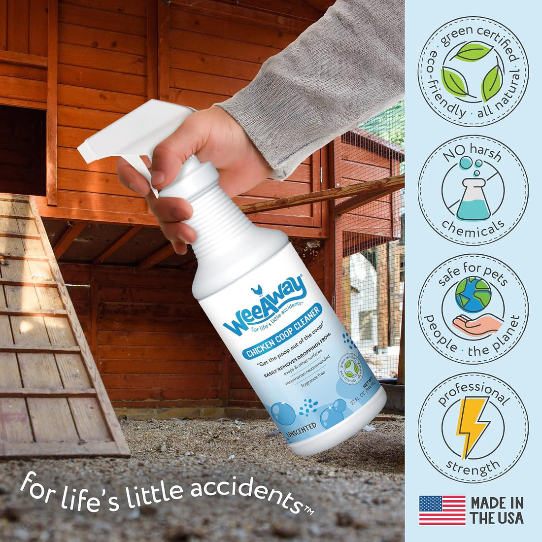 Wee Away Heavy Duty Chicken Coop Cleaner, Multi-Surface Odor Remover