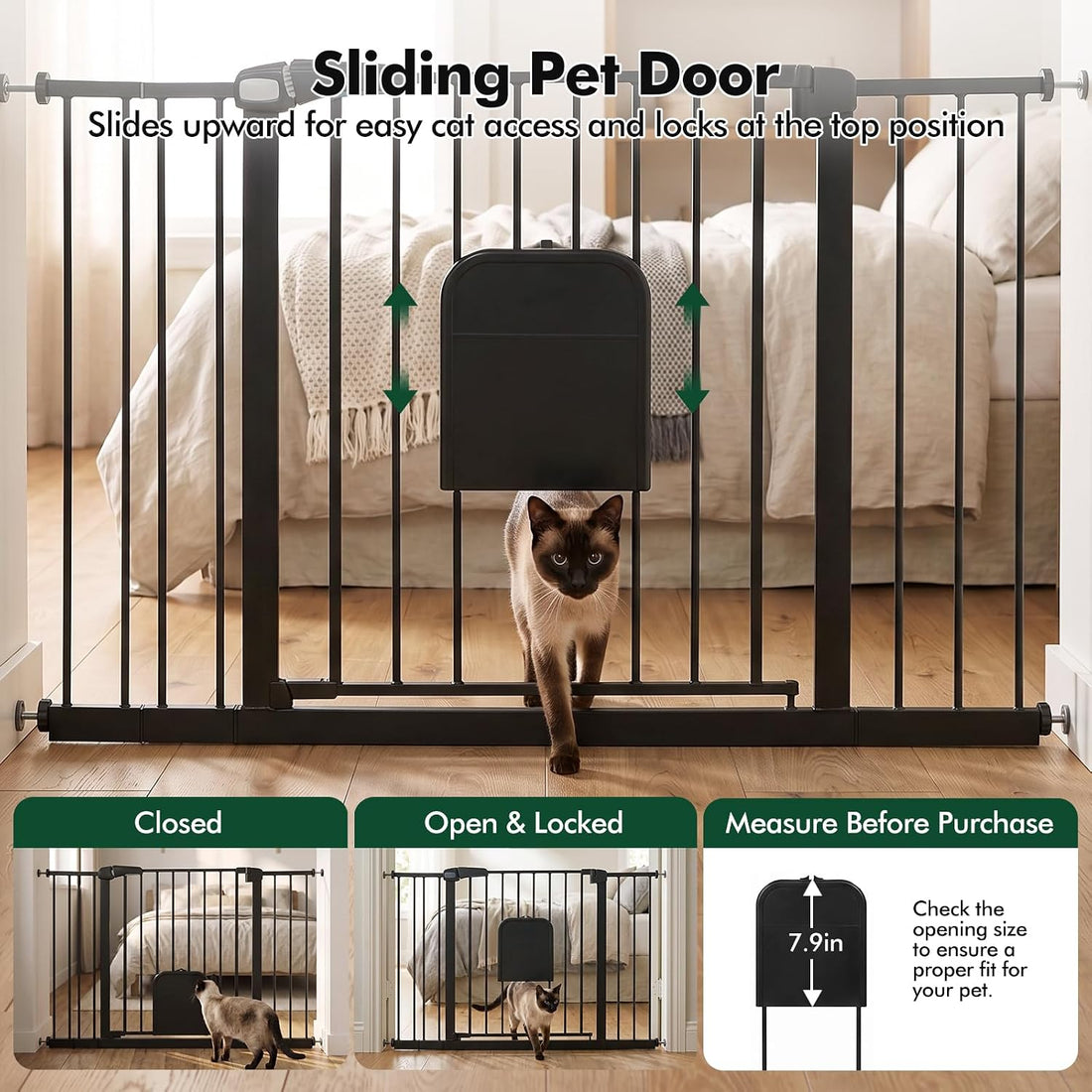 Metal Pet Gate with Cat Door
