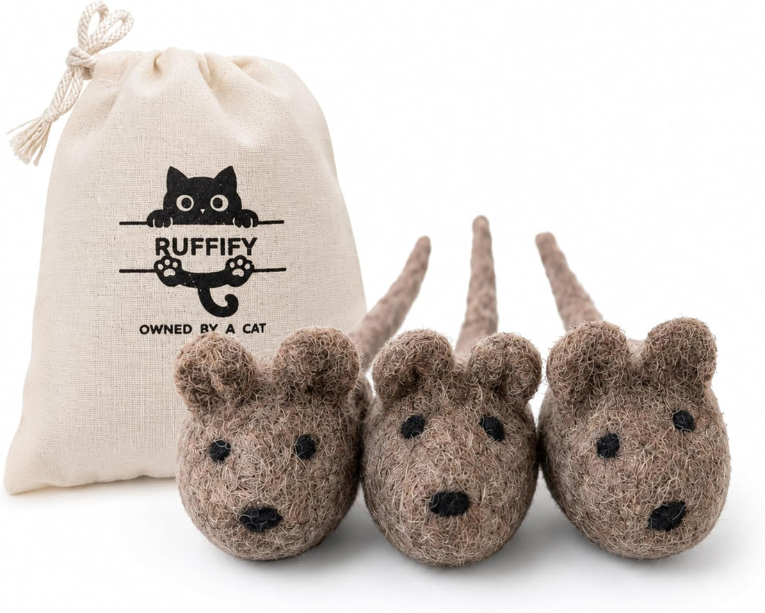 Cat Mice Toy 3 Pack, Felt Mouse Toy for Indoor Cats, No Catnip