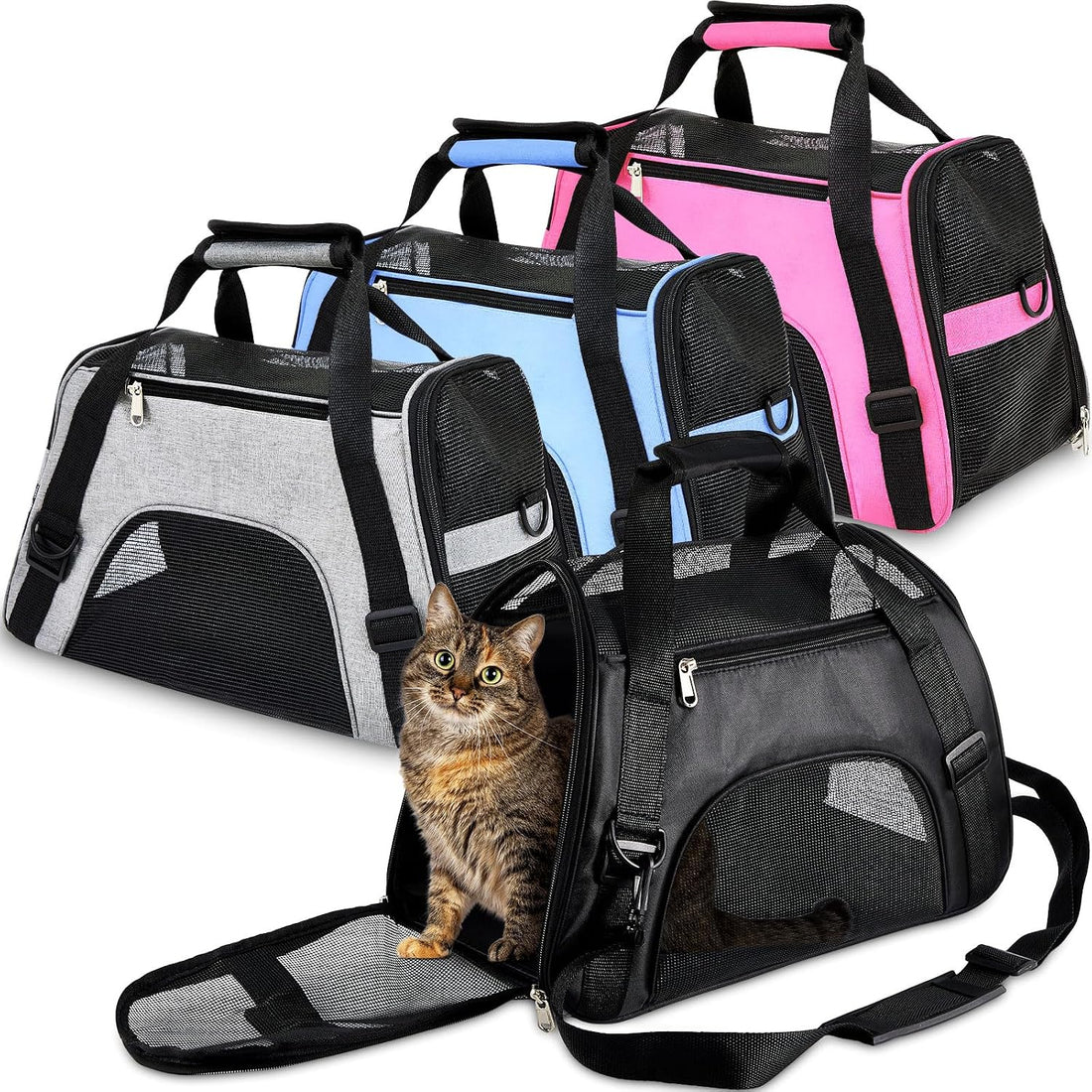 Sweetude 4 Pcs Cat Carrier Soft-Sided Pet Carrying Bag for Cat Under