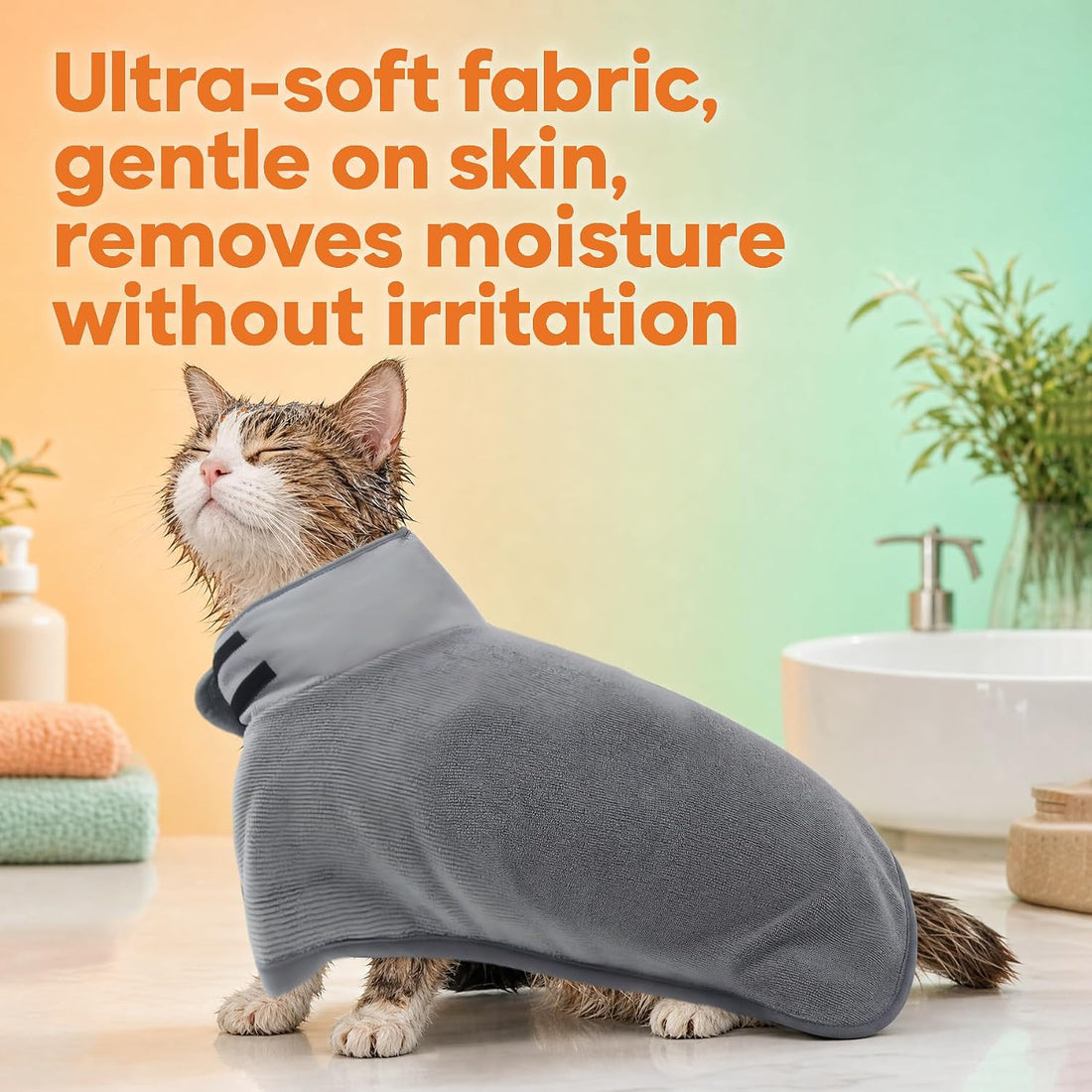 Dog Bathrobe Super Absorbent Pet Drying Towel Robe with Adjustable
