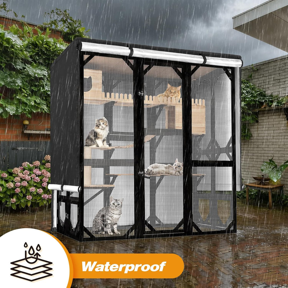 Catio Cover, 73"x40"x73" Waterproof Cover for FunXplore Catio