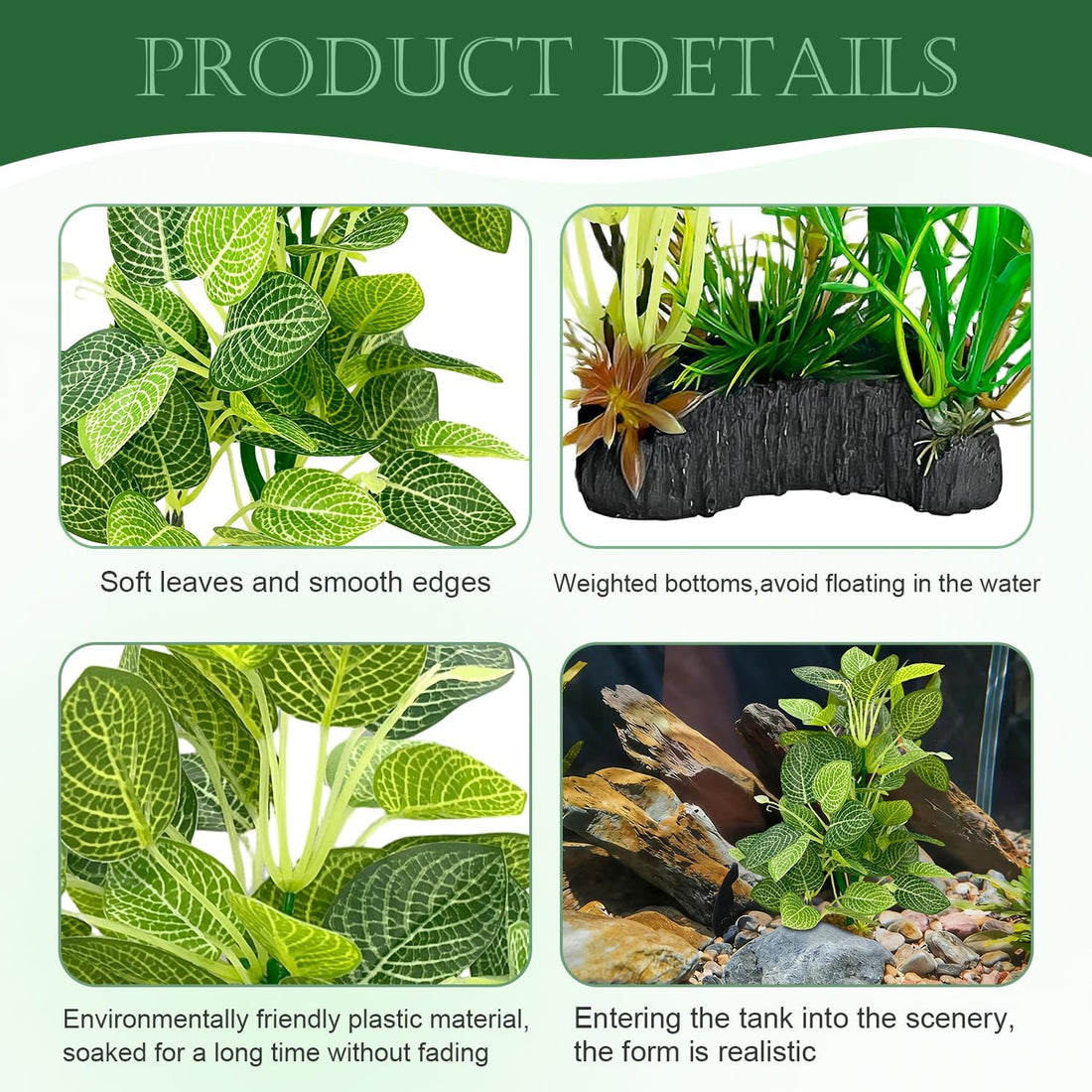 Silk Aquarium Plants 9.8in 2-Pack