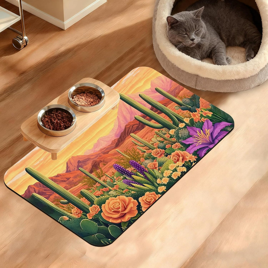 Cats Dog Cat Food Mat,Absorbent Waterproof Placemat for Food