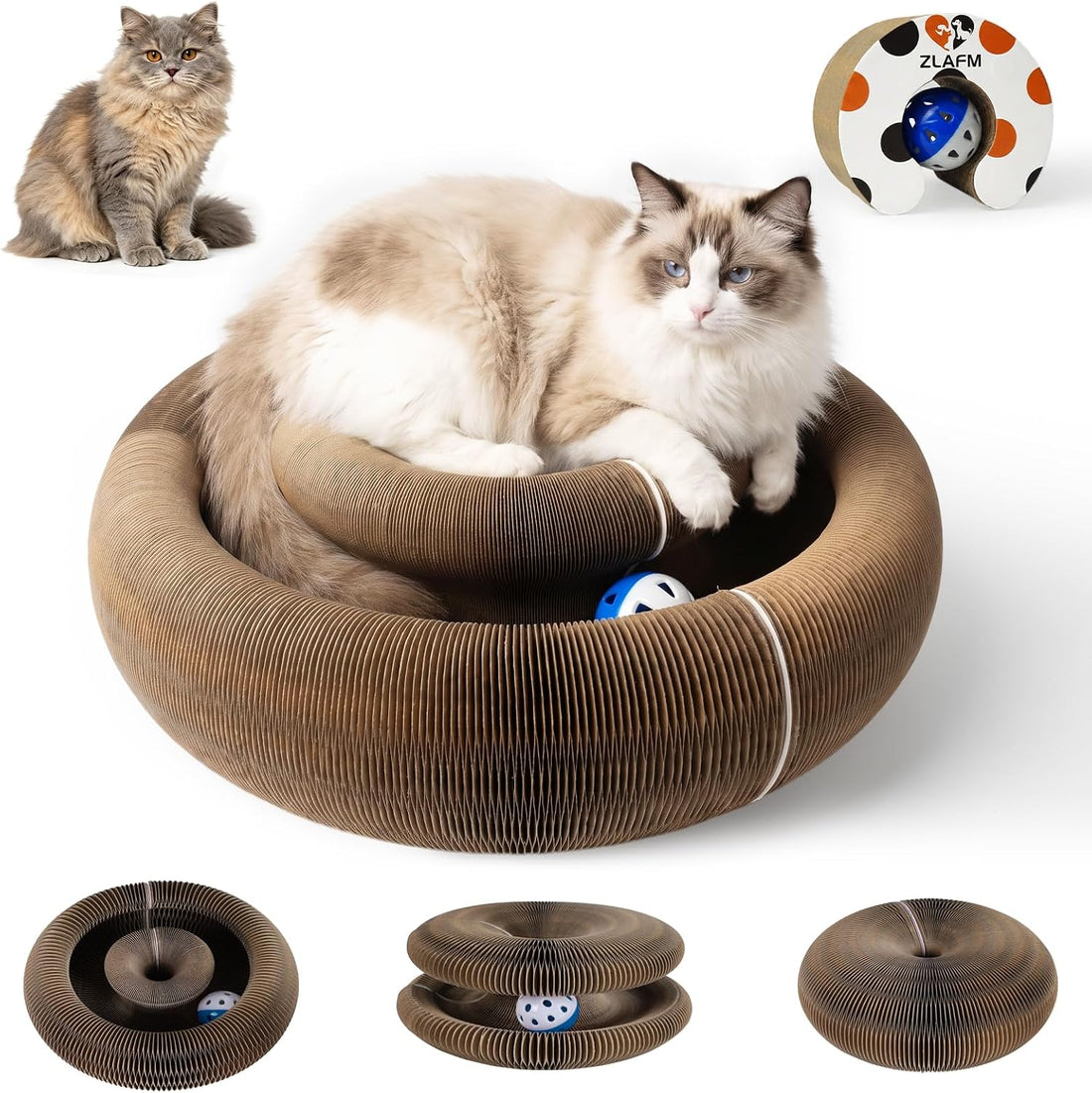 Cat Scratcher Cardboard, Kitty Curls Cat Toy for Indoor Cats