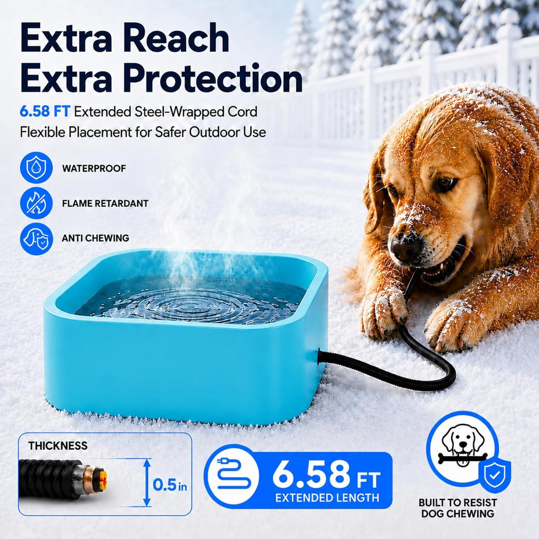 Heated Dog Bowl, 5.5L Extra Large Heated Pet Water Bowl