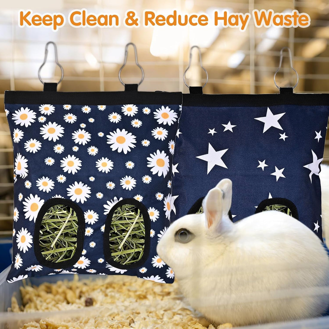 Upgraded Rabbits Hay Feeder Bag for Bunny, Guinea Pigs, Chinchillas