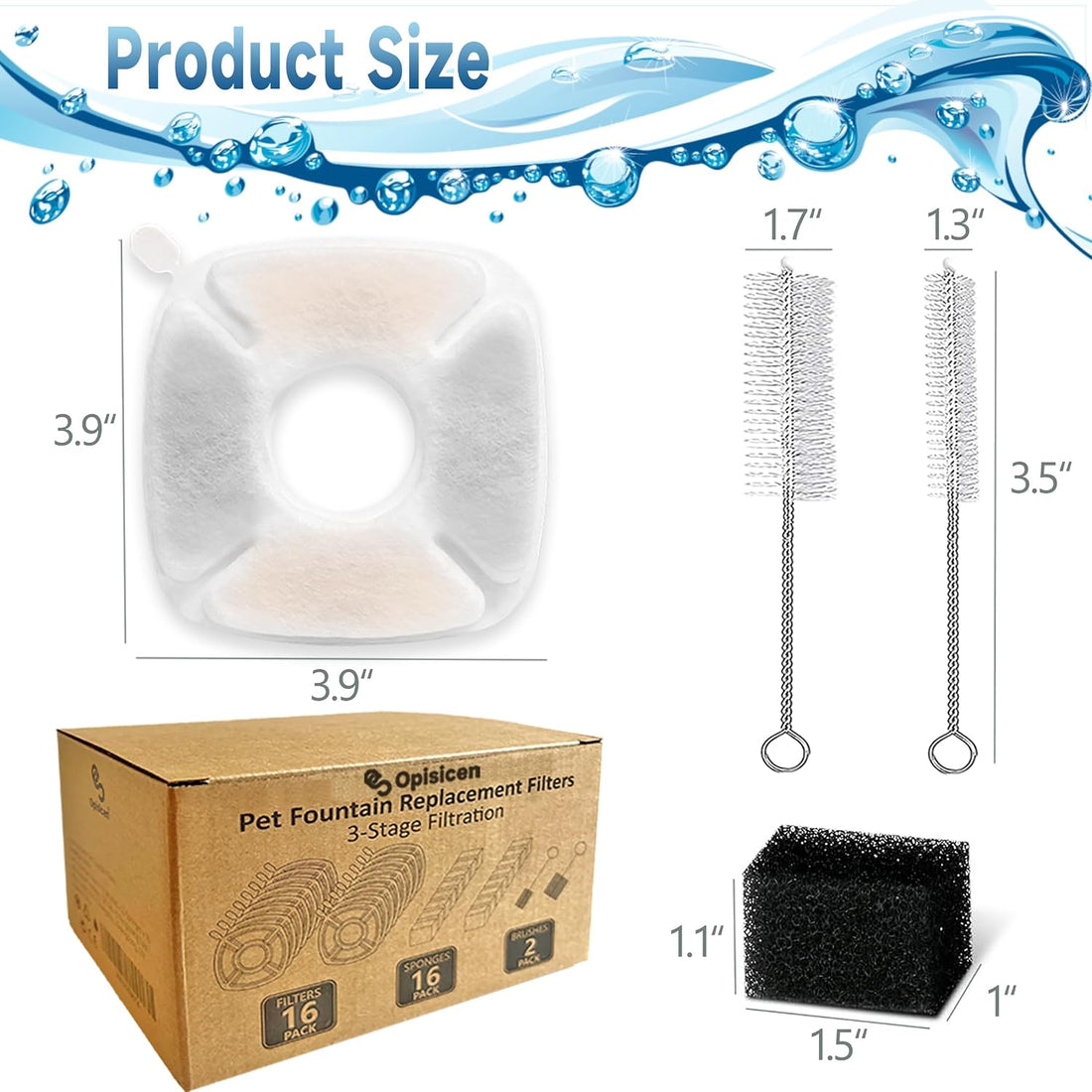 OPISICEN 18 Pcs Cat Fountain Filters Replacement Compatible