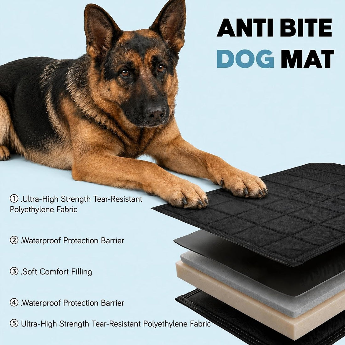 Chew Proof Dog Crate Pad with 8 Tie-Down Straps, Waterproof Dog Bed