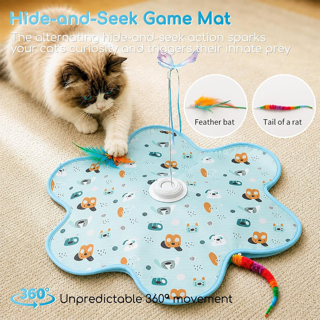 Interactive Cat Toys, Rechargeable with Auto Play and Bird Chirps
