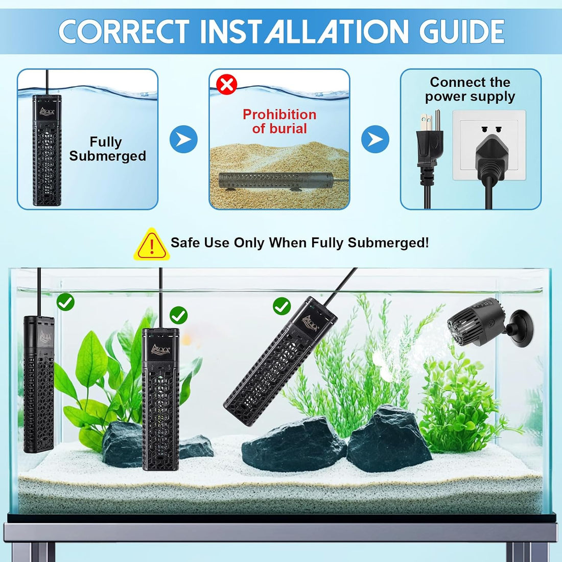 AQQA 1300W Aquarium Heater for 221-317 Gallon
