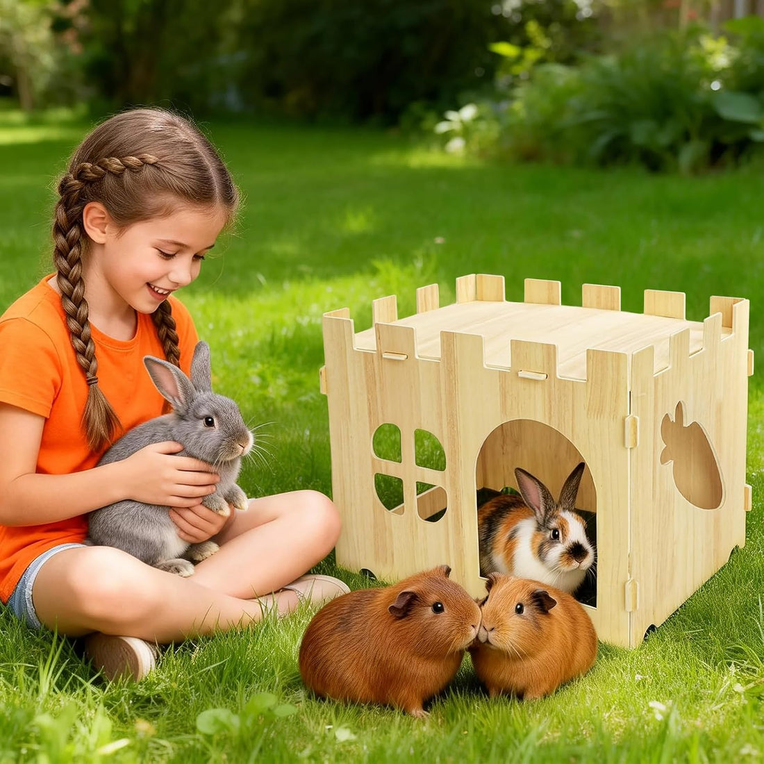 WUWEOT Large Wooden Rabbit House