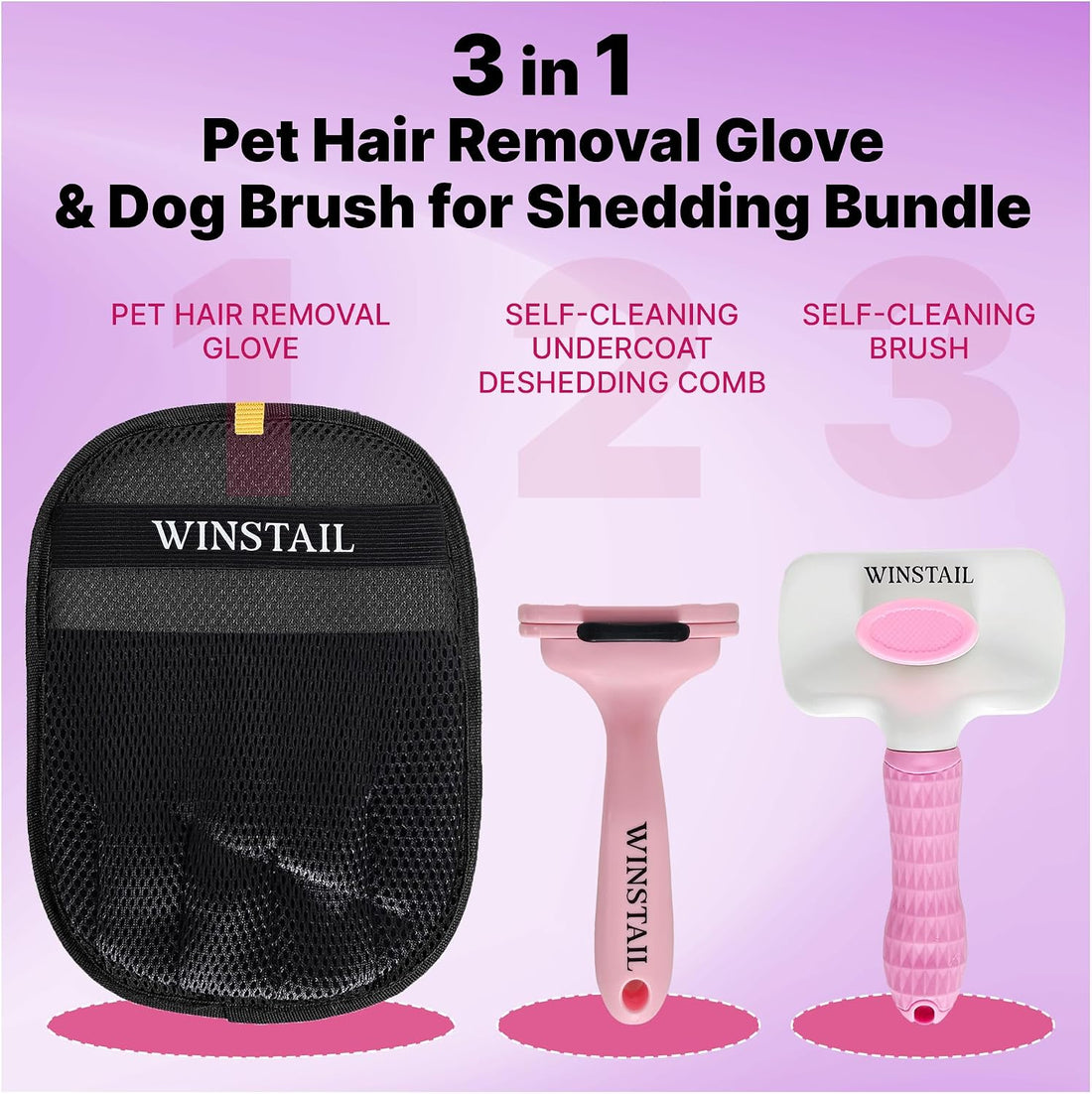 Pet Hair Removal Glove & Dog Brush for Shedding Bundle