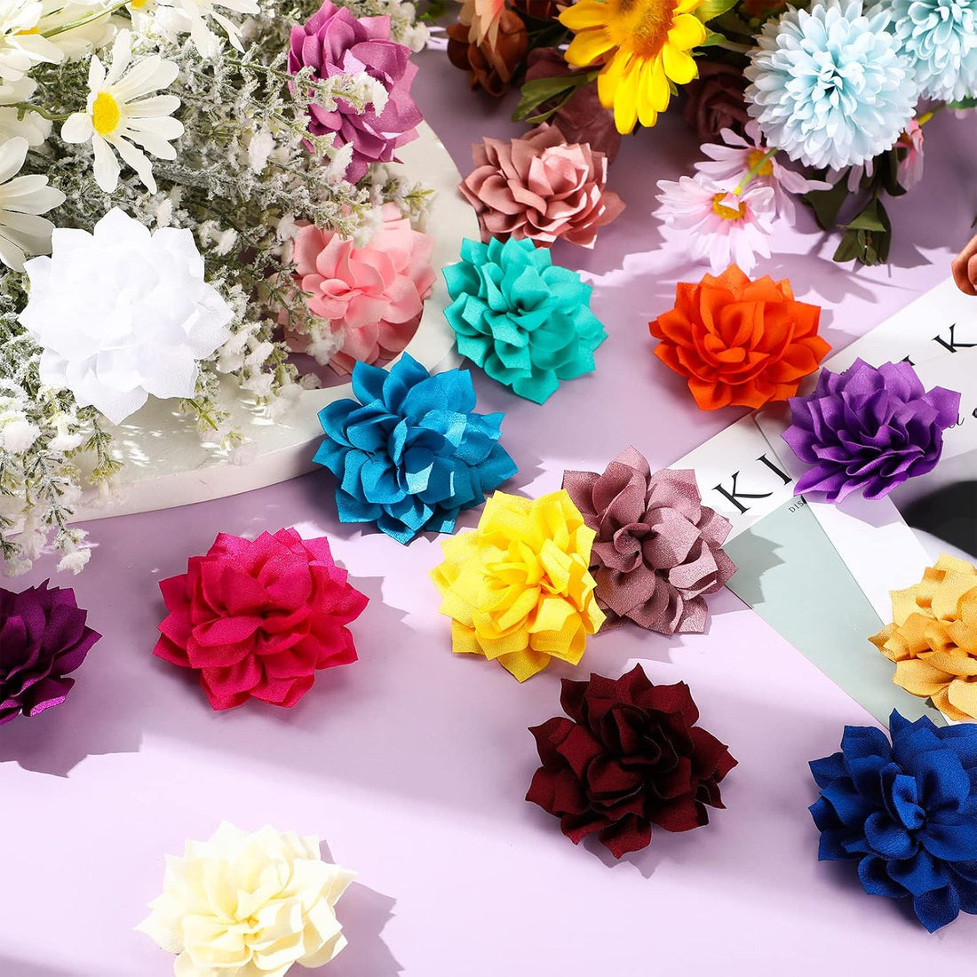Saintrygo 20 Pieces Dog Collar Flowers Multi Color Pet Bow Ties