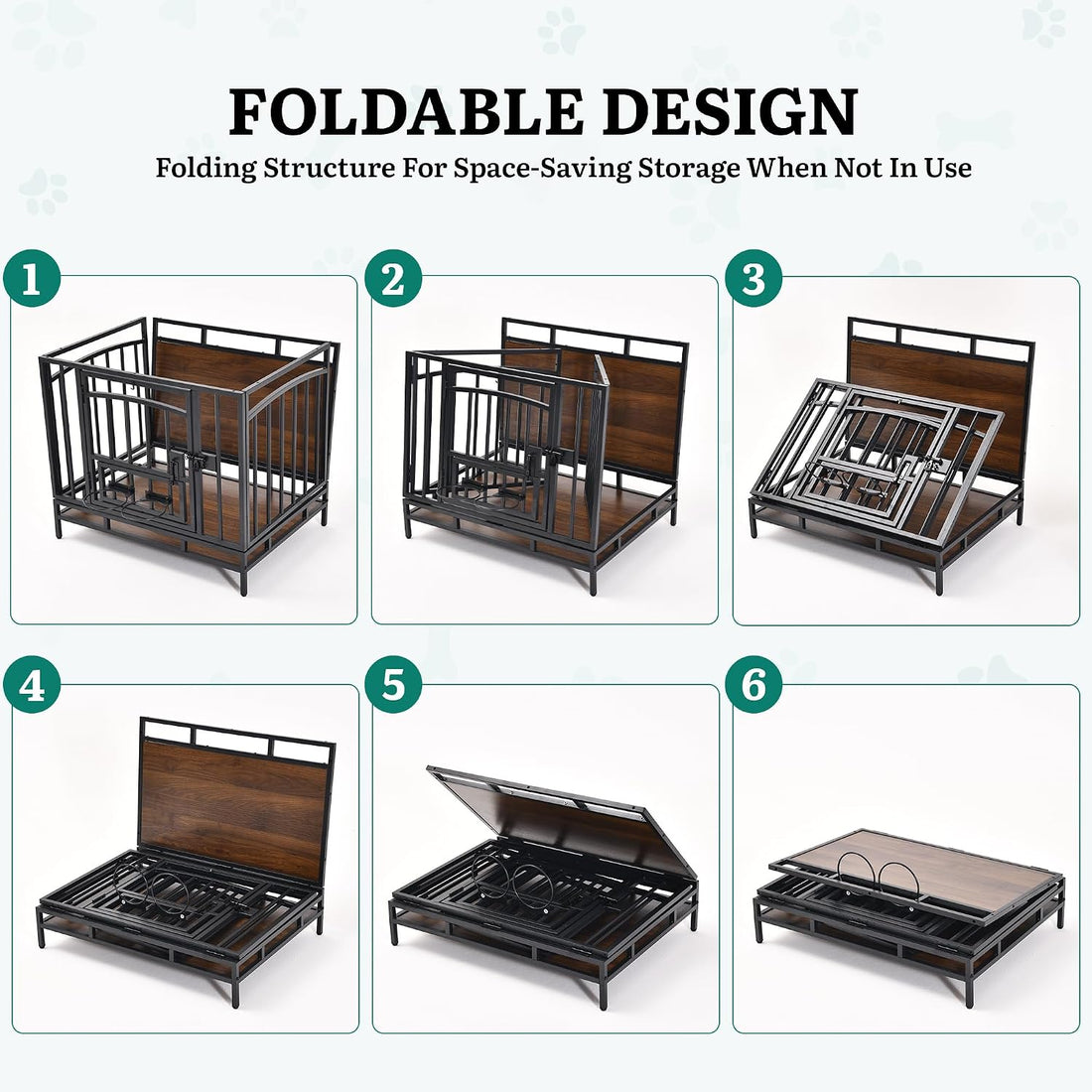 YITAHOME 41.3" Foldable Dog Crate Furniture with 360° Swivel Feeding