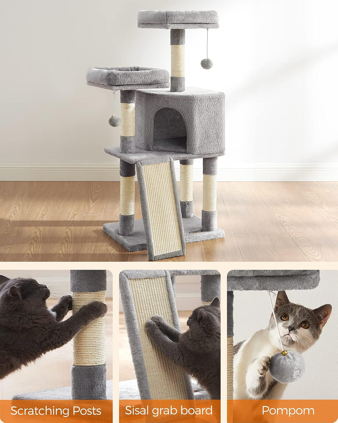 Feandrea Cat Tree, 45.3-Inch Cat Tower