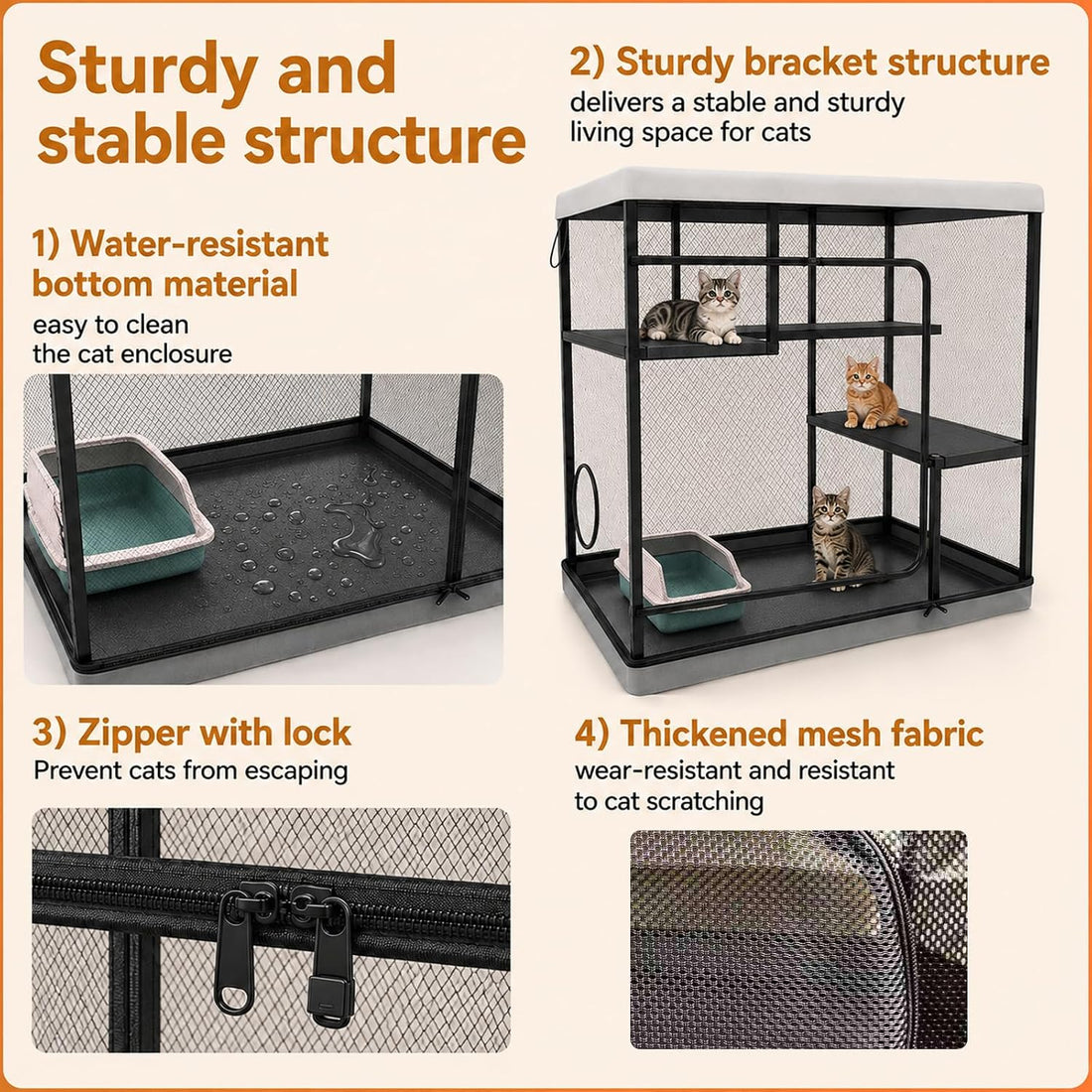 Extra Large Catio Outdoor Cat Enclosure Cat Cage 45"× 26.5" × 43.3"