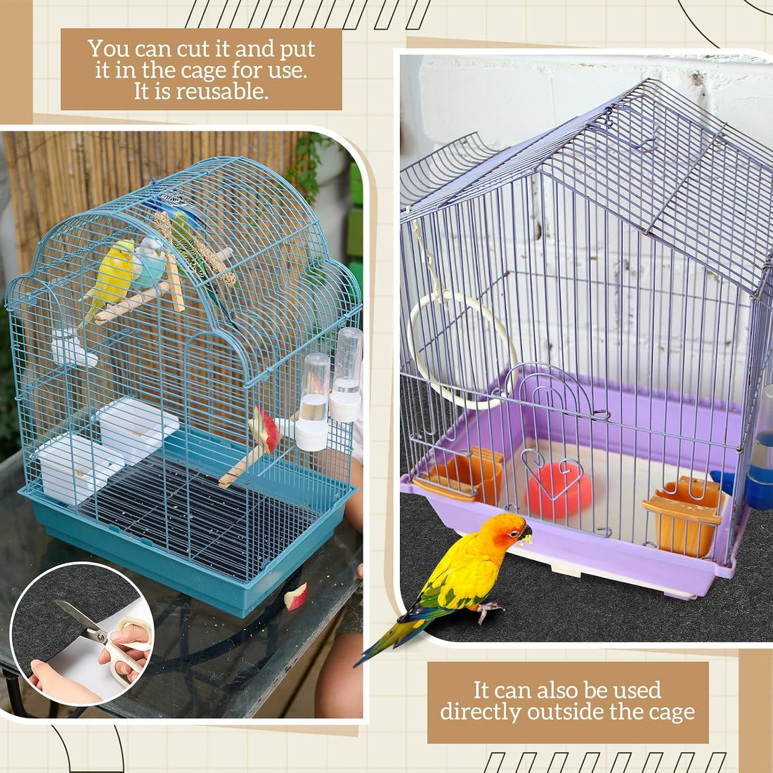 Nuanchu 48 x 48 Inch Large Bird Cage Mat, Under Pet Cage Floor Mat