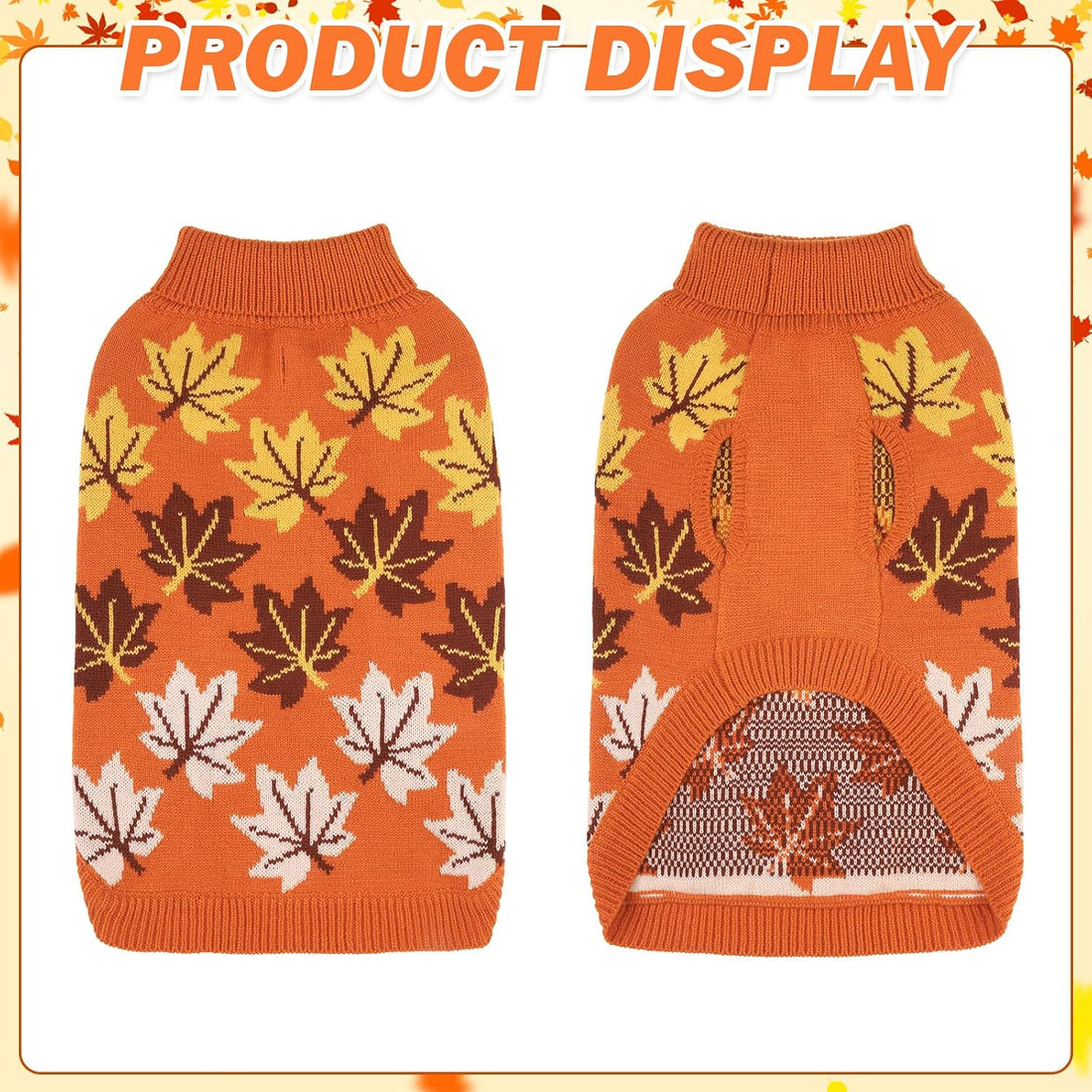 KOOLTAIL Small Dog Sweater, Fall Dog Sweater with Autumn Maple Leaf