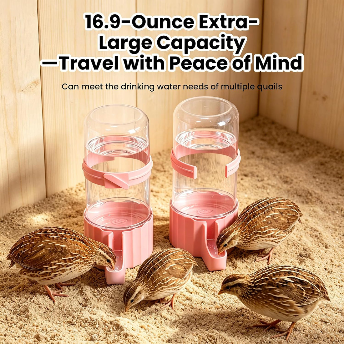2-Pack 16.9 oz Quail Chick Automatic Waterer,No Waste Hanging Quail