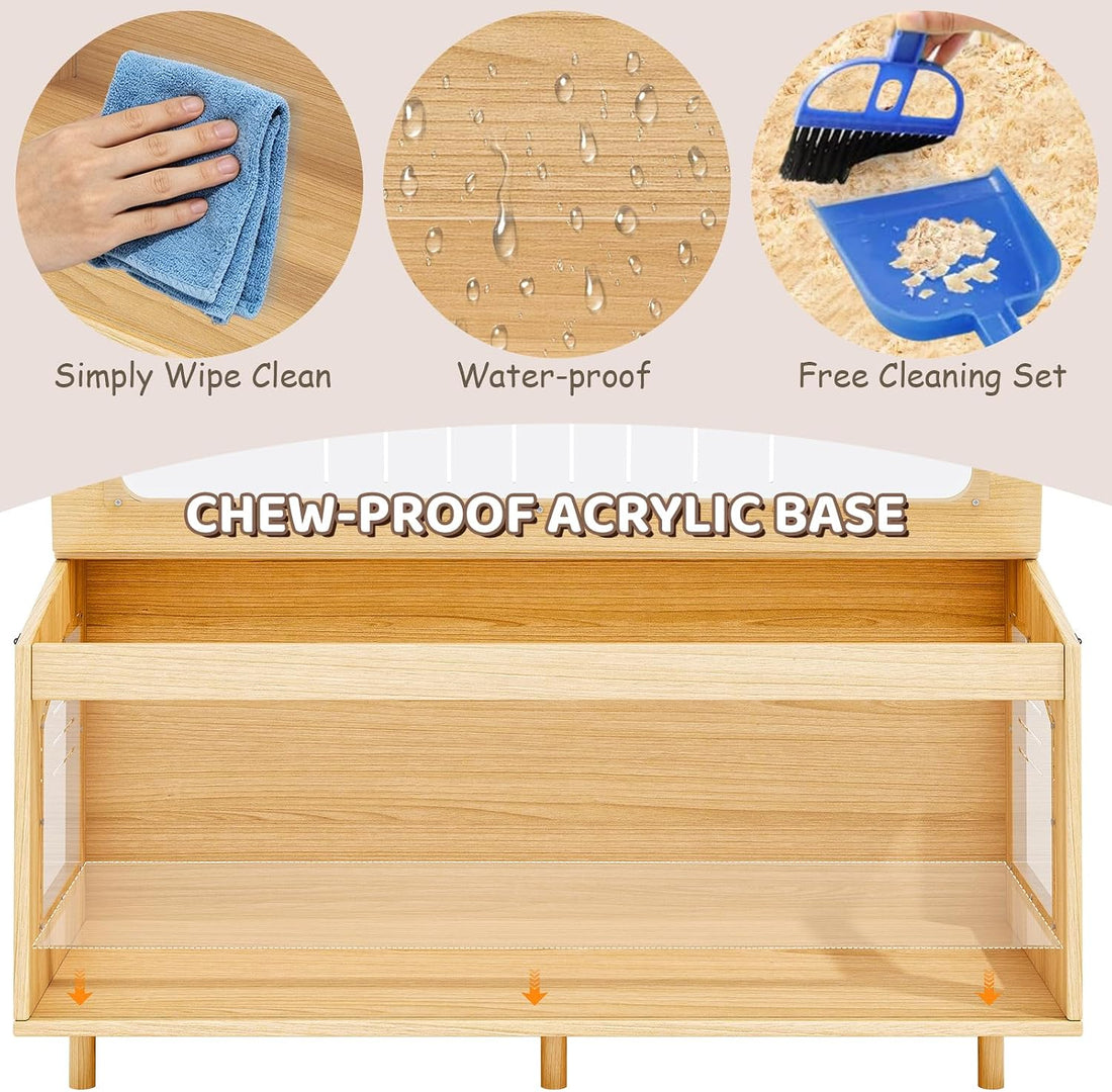 Wooden Hamster Cage with Acrylic Board Base, 39.4"
