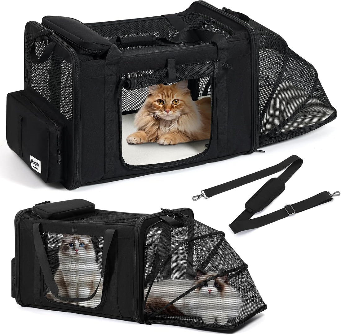 pidipiti 25x17x17 Extra Large Expandable car cat Carrier with