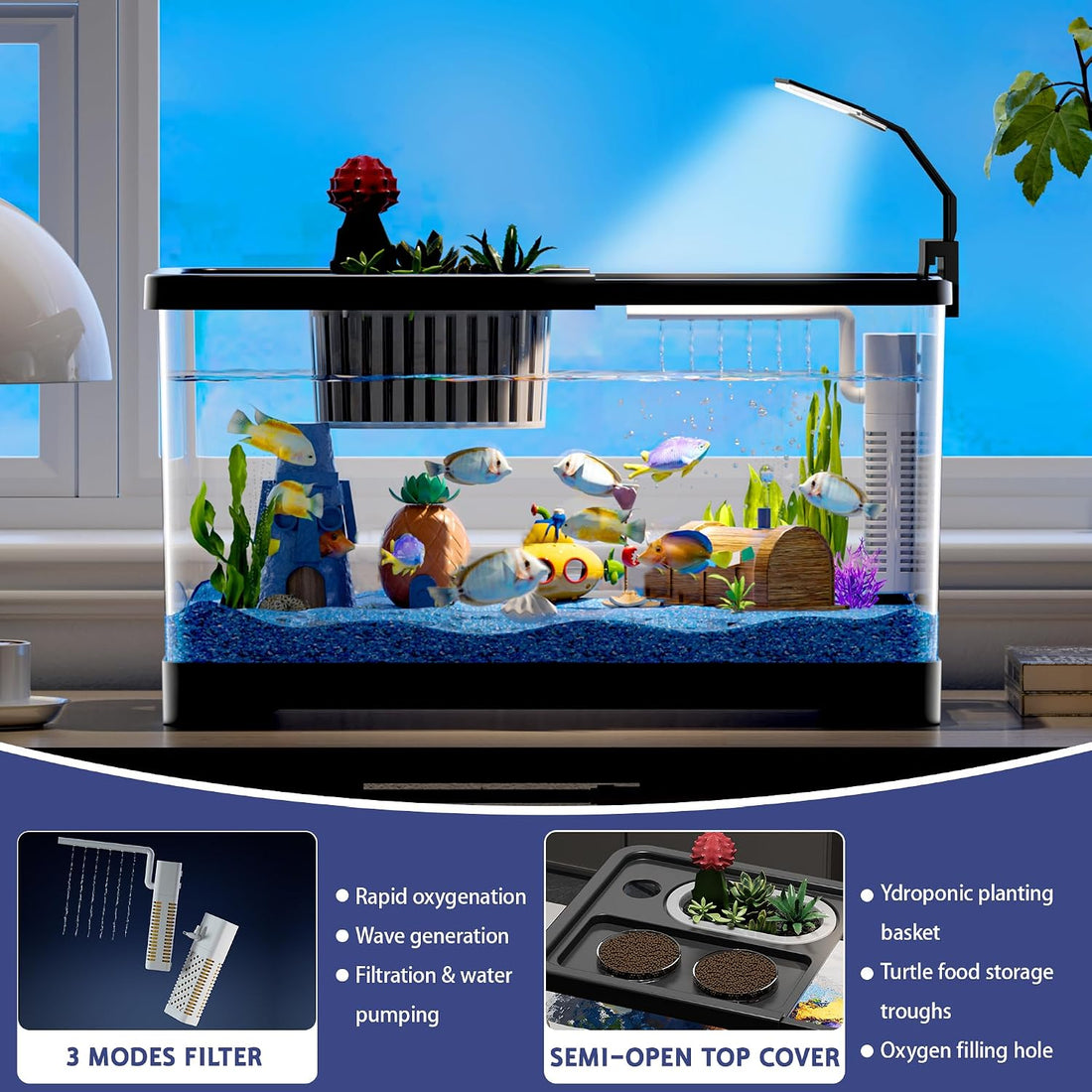 5.3 Gallon Fish Tank, Betta Fish Tank, Starter Kit