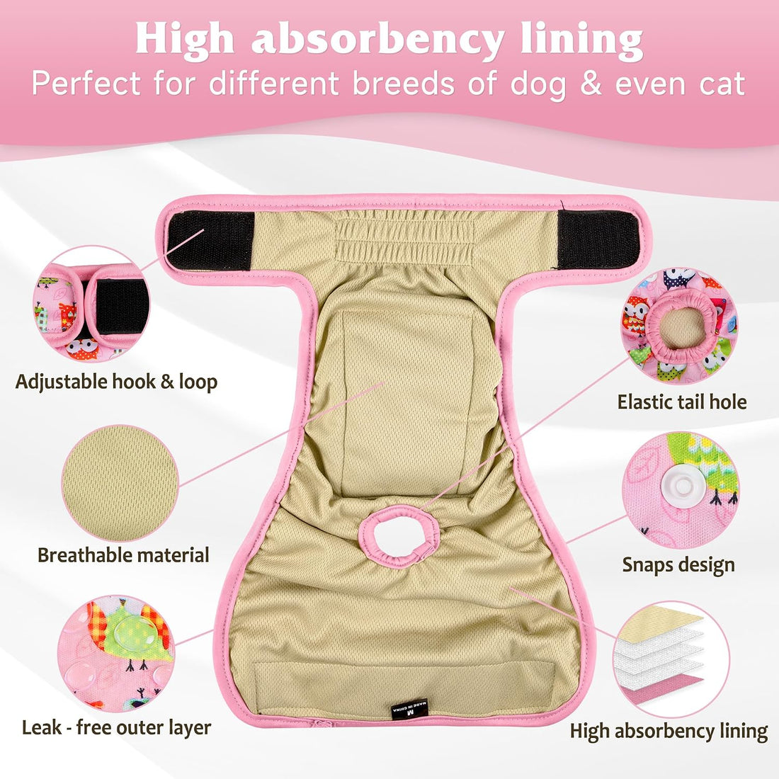 Dog Diapers Female 5pcs,Reusable Dog Doggie Puppy Doggy Diapers Female
