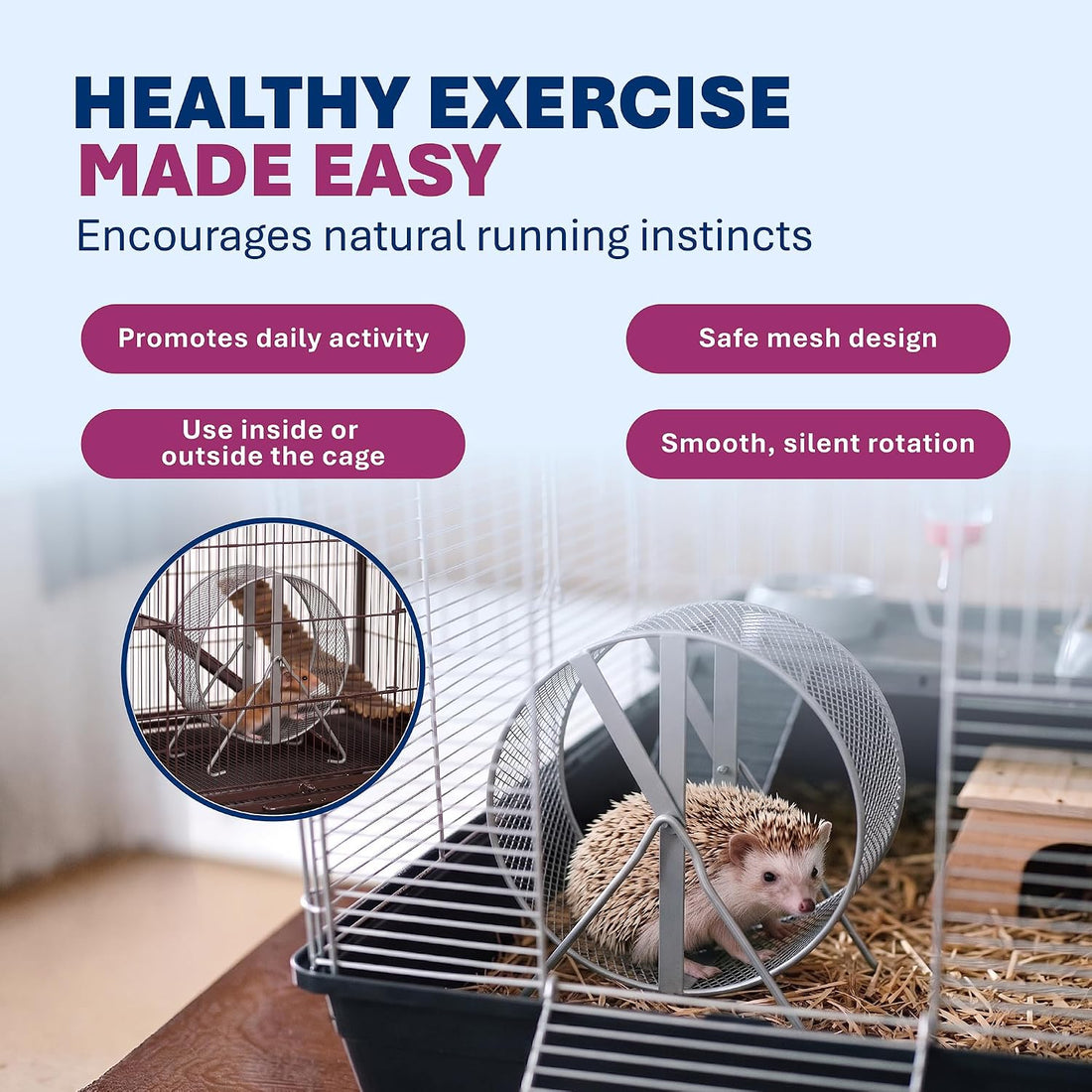 Prevue Pet Products Wire Mesh Hamster Wheel Silent Spinning - 8 Inch