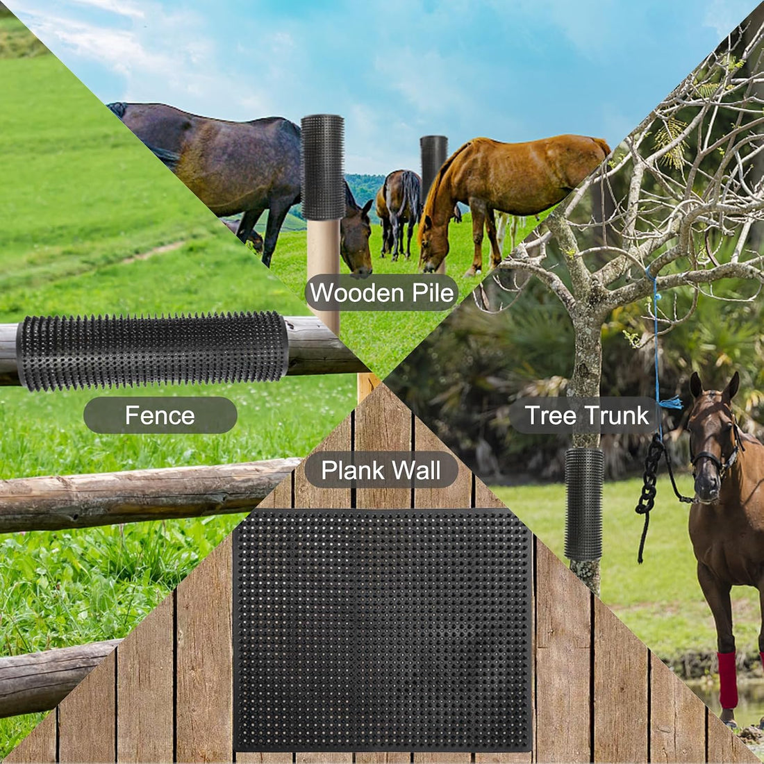 2 Pack Large Livestock Scratching Brush, Horse Scratching Post Pad