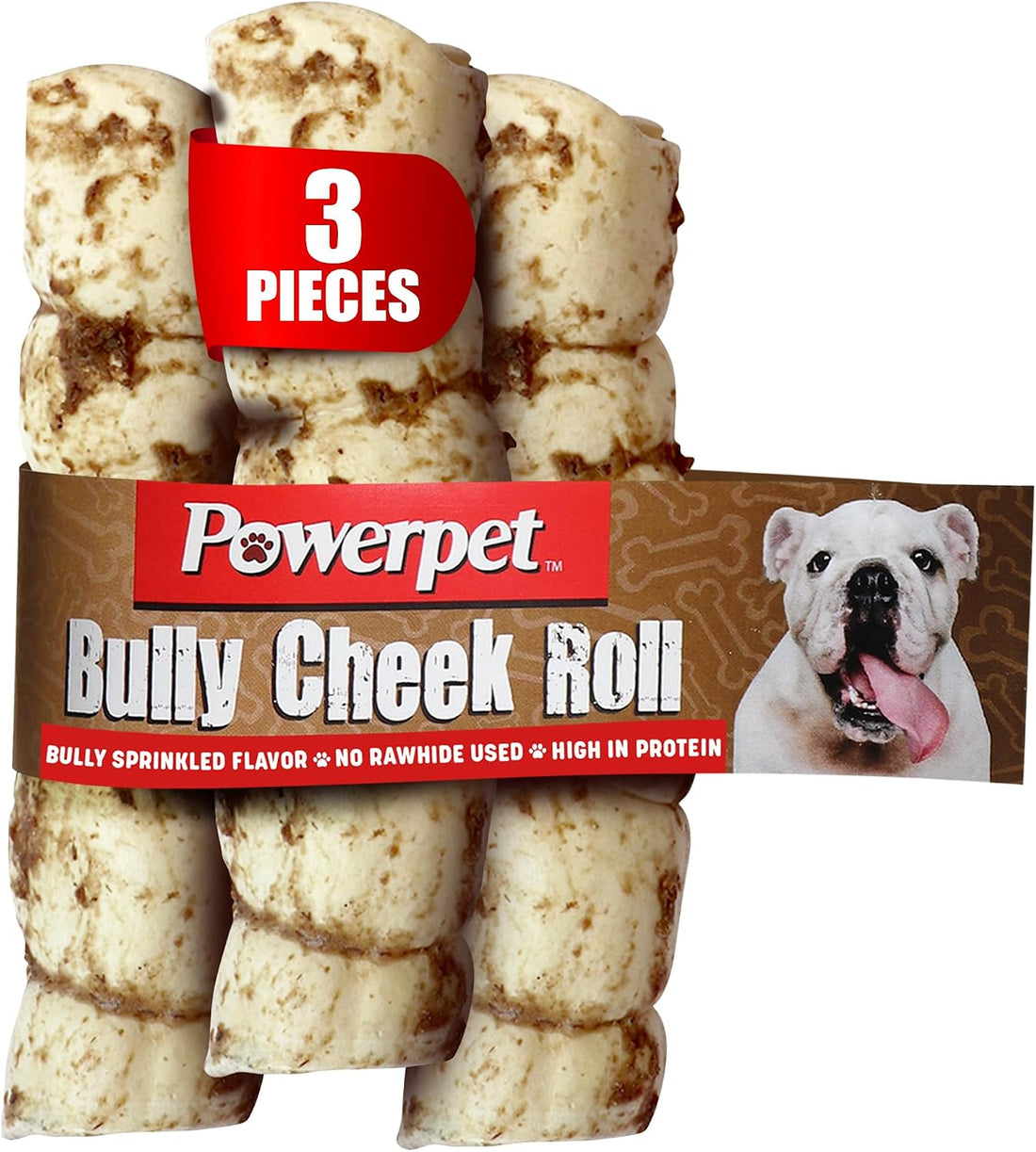Powerpet Treats Bully Beef Cheek Rolls for Dogs - Bully Sprinkled, 1pc