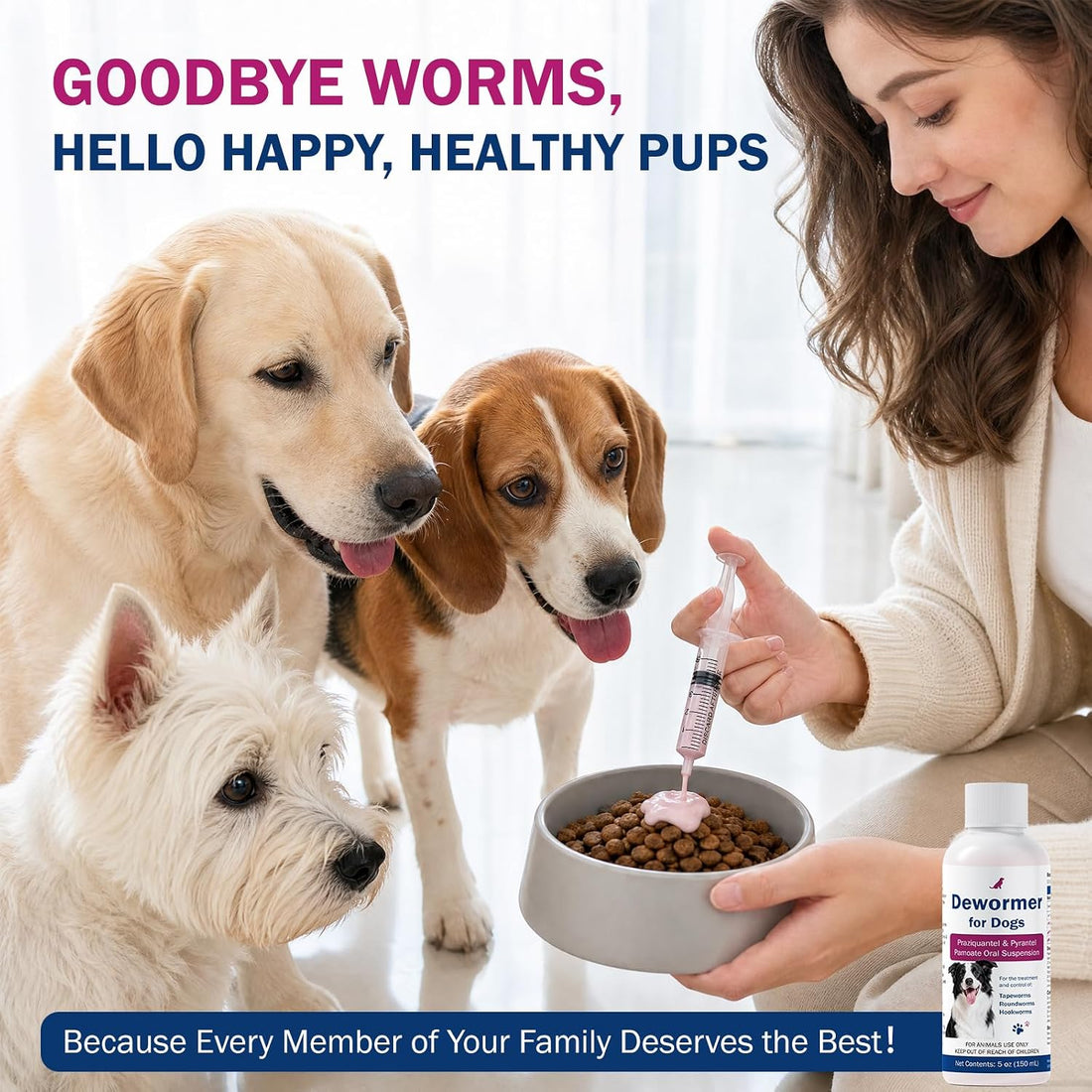 Dewormer for Dogs, Praziquantel & Pyrantel Pamoate
