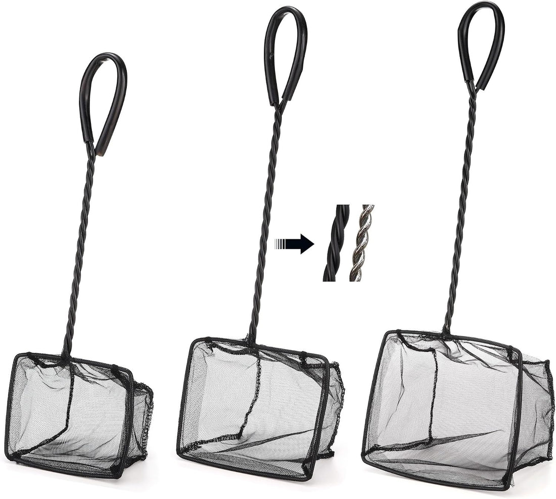 3 Aquarium Fish Net Fine Mesh Quick Catch Skimmer 4/5/6 Inch