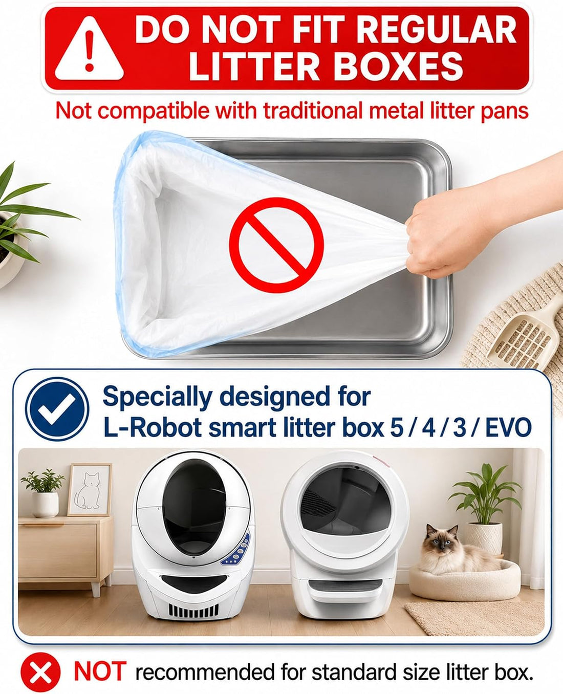 90 Count Automatic Litter Box Liners Compatible with Litter Box Robot
