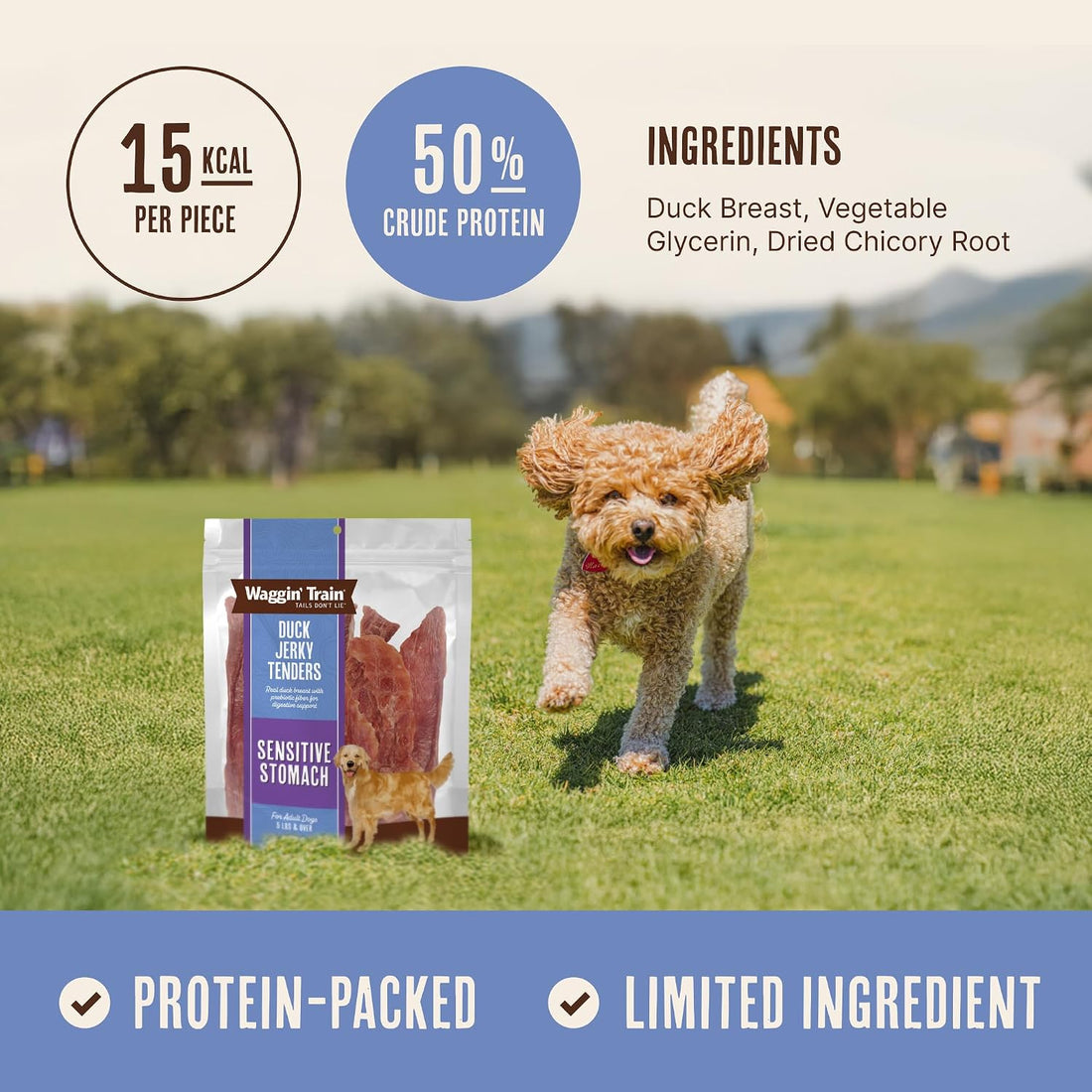 Waggin' Train Duck Jerky Dog Treats for Dogs with Sensitive Stomachs