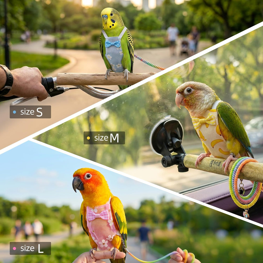 9 Pcs Reusable Bird Diaper, Cute Parrot Flight Suit with Leash
