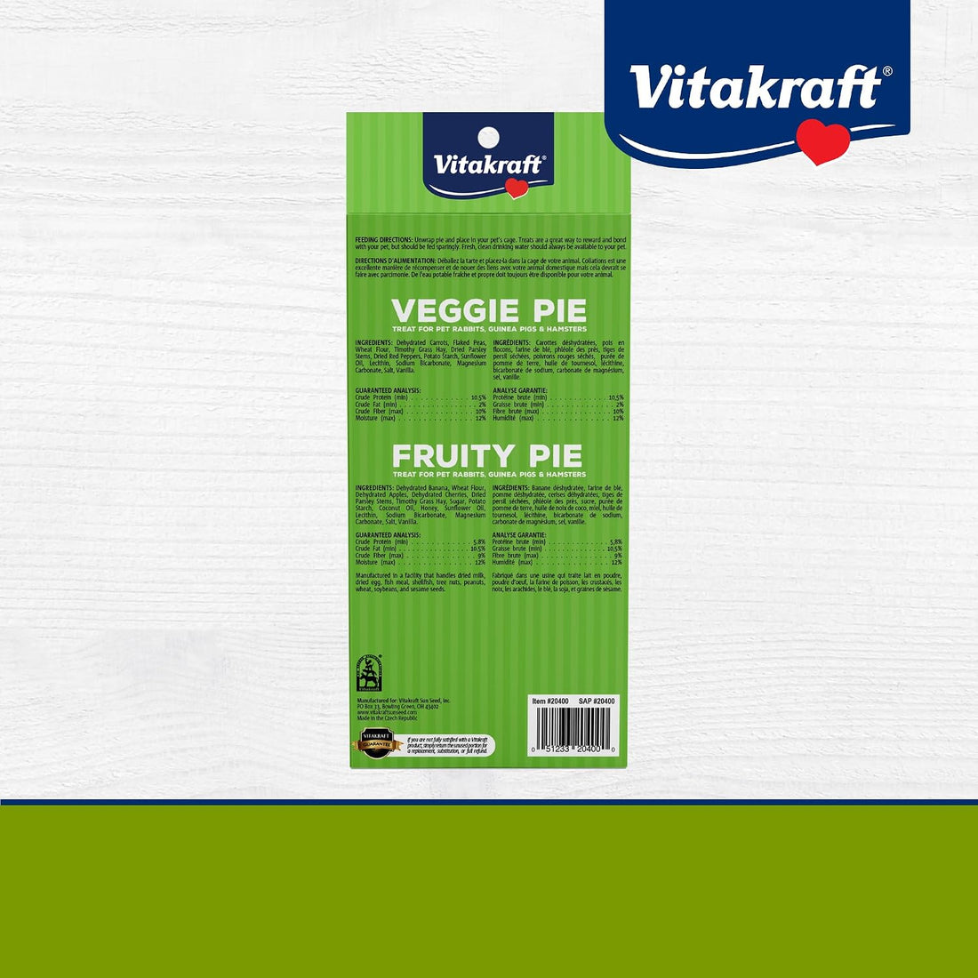 Vitakraft Veggie & Fruity Pie Treat for Pet Rabbits, Guinea Pigs