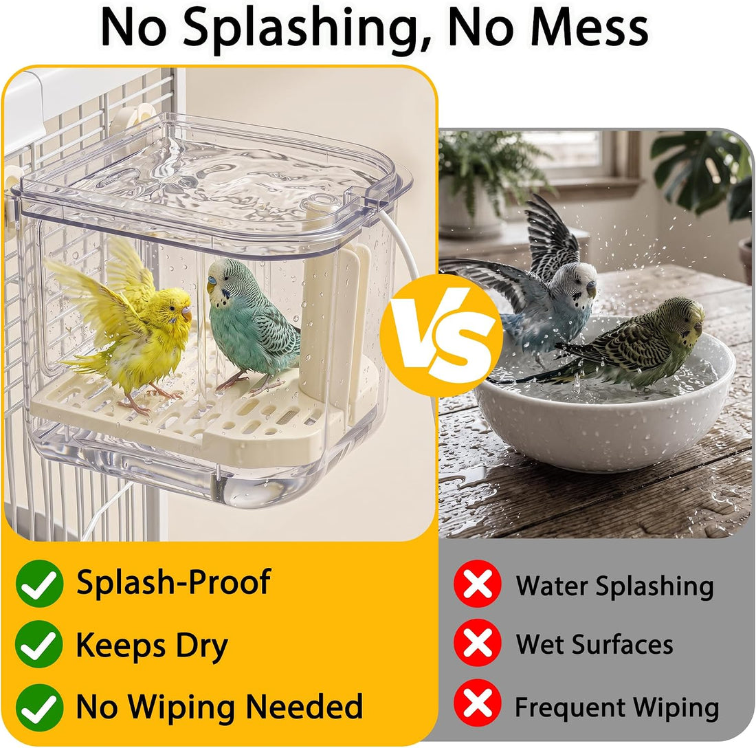 Jenvd Automatic Circulating No Mess Bird Bath Box for Cage with Quiet