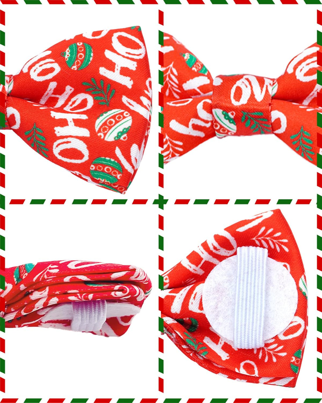 PET SHOW 10 Pack Holiday Large Dog Bowties Sliding on Collar