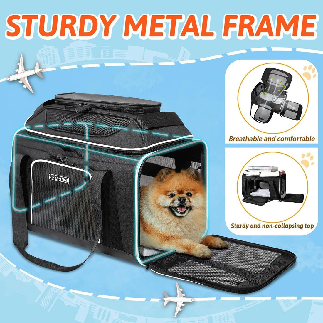 Petskd Top-Expandable Pet Carrier 18x11x11 Inches Delta American