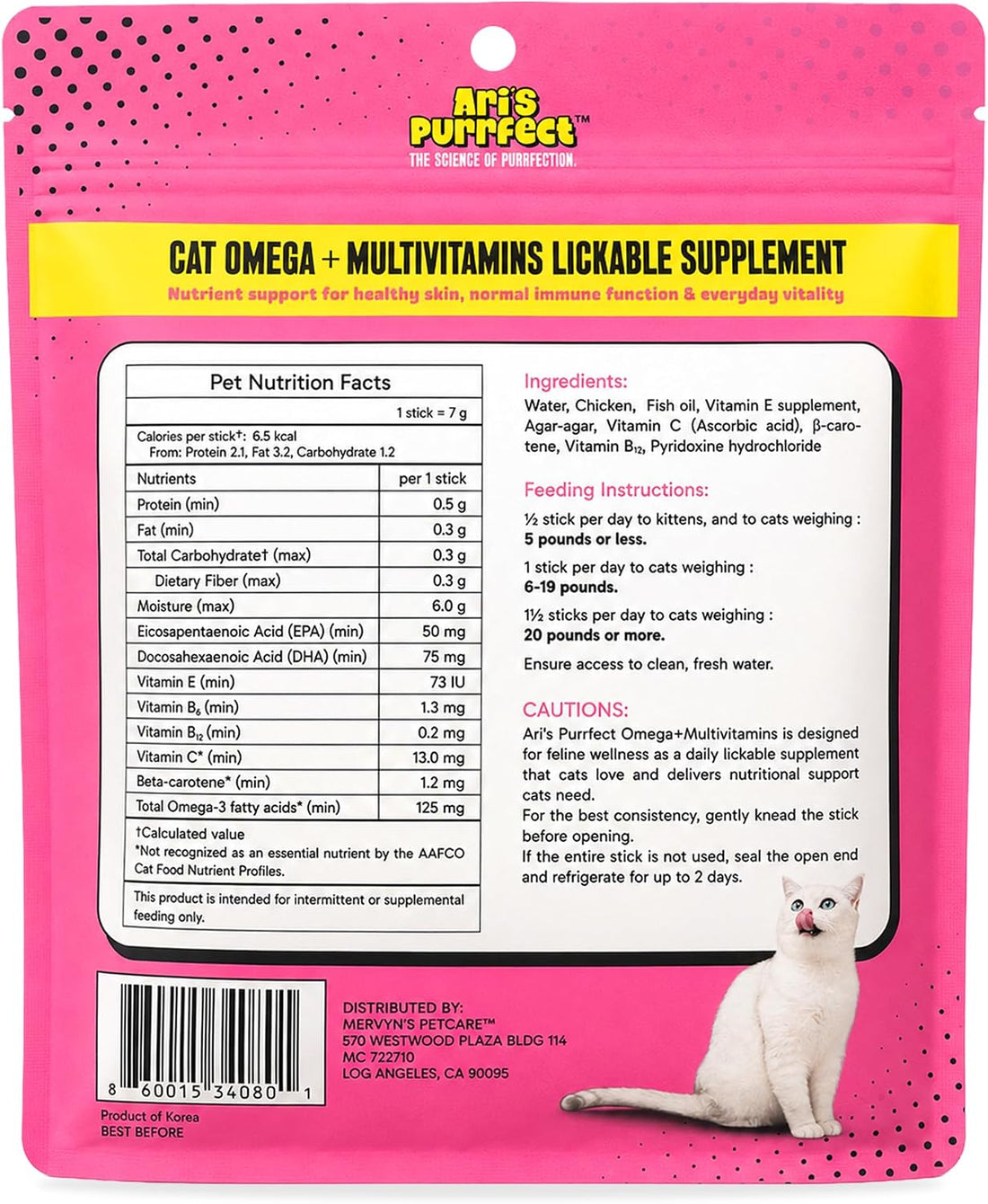 Lickable Cat Supplement Sticks for Skin & Coat