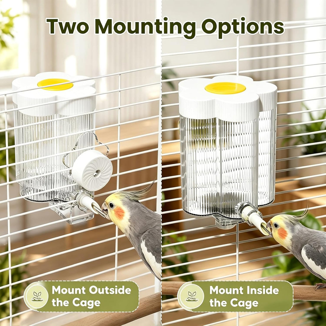 8.4 Oz No Mess Bird Water Feeder, Auto Parrot Cage Water Dispenser