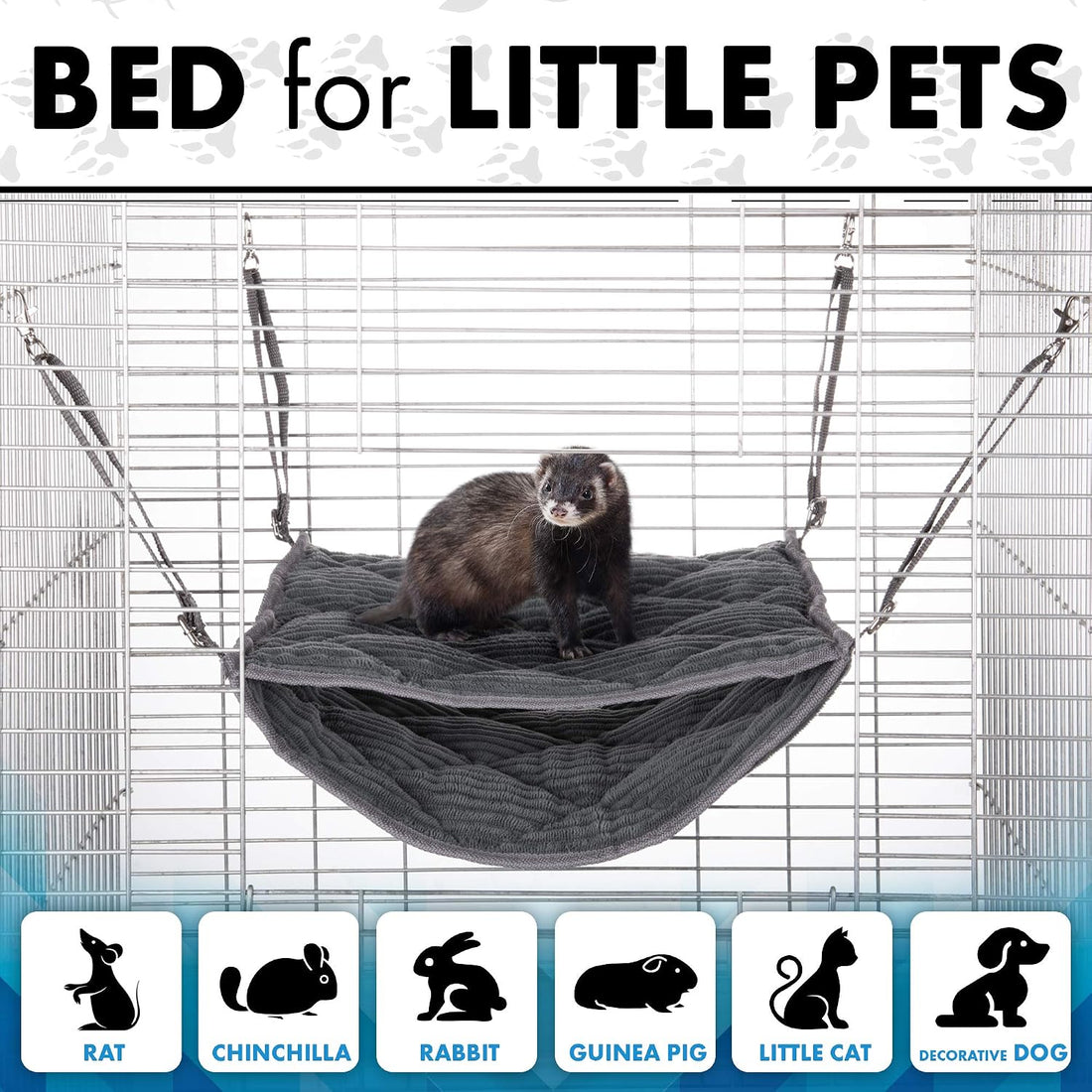 Ferret Hammock for Cage - Plush Double Bunk Bed Hanging Clips