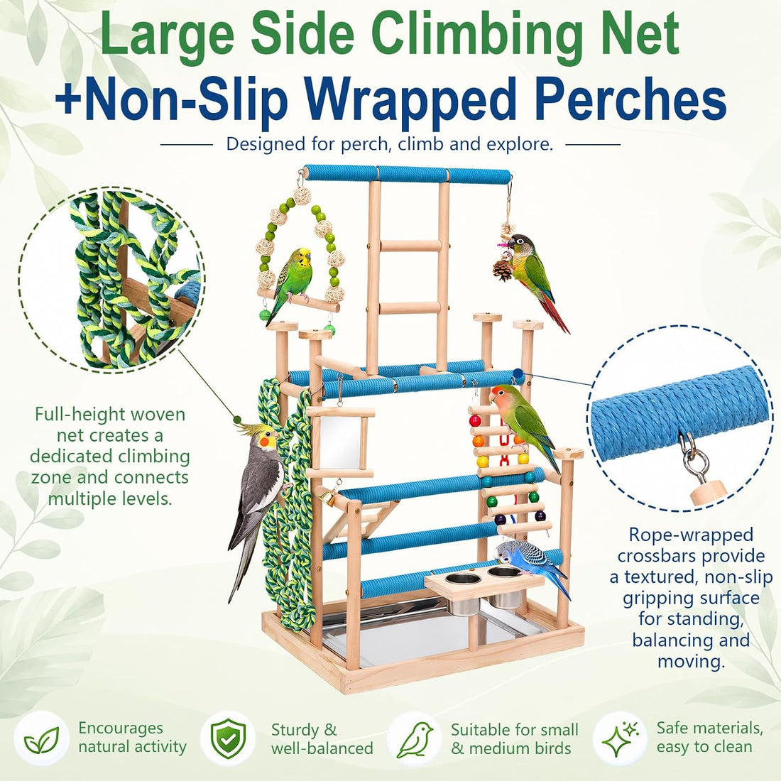4-Tier Bird Playground and Perch Stand for Small to Medium Birds