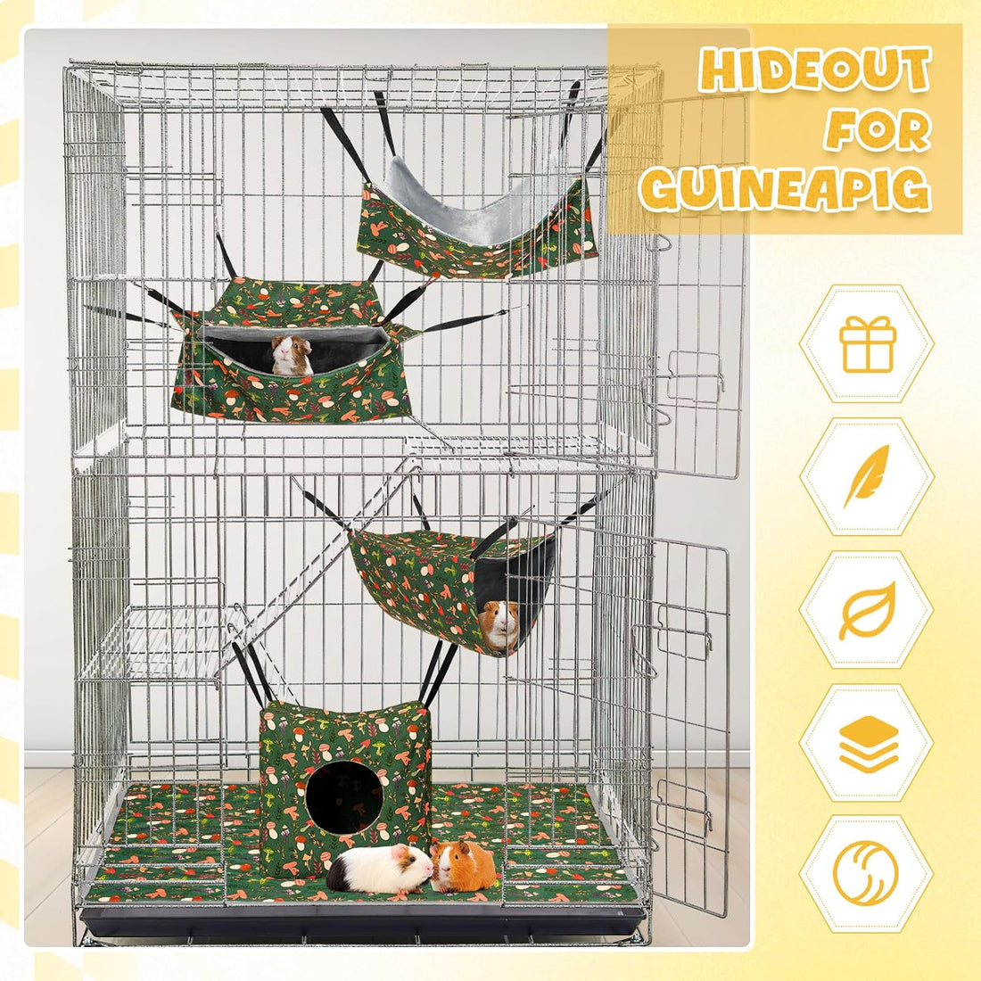Geelin 8 Pack Rat Hammock Ferret Tunnel Guinea Pig House Hideout Cave