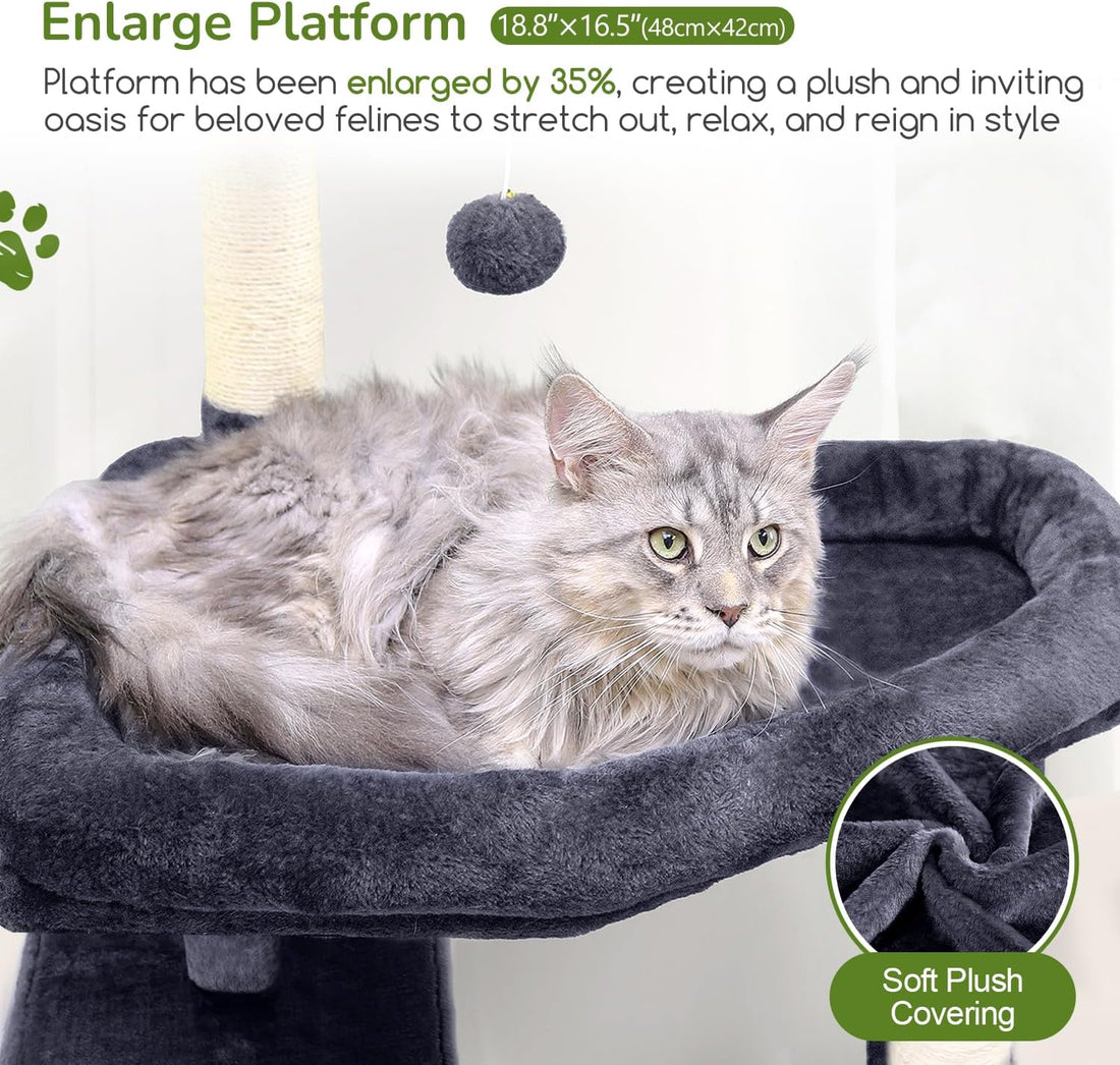 Globlazer 65in Sturdy Cat Tree Tower for Indoor Large Cats, S65